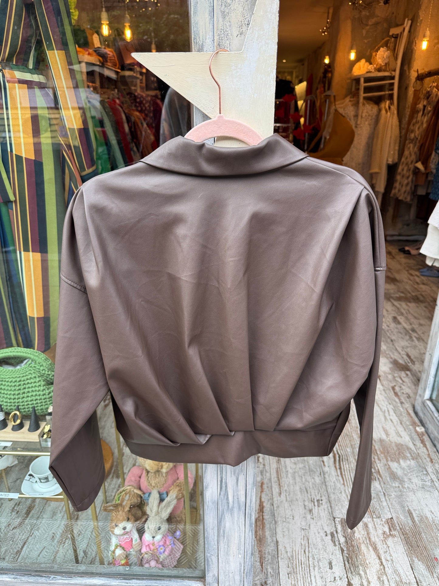 NEW COLLECTION - BOMBER ECOPELLE MARRONE