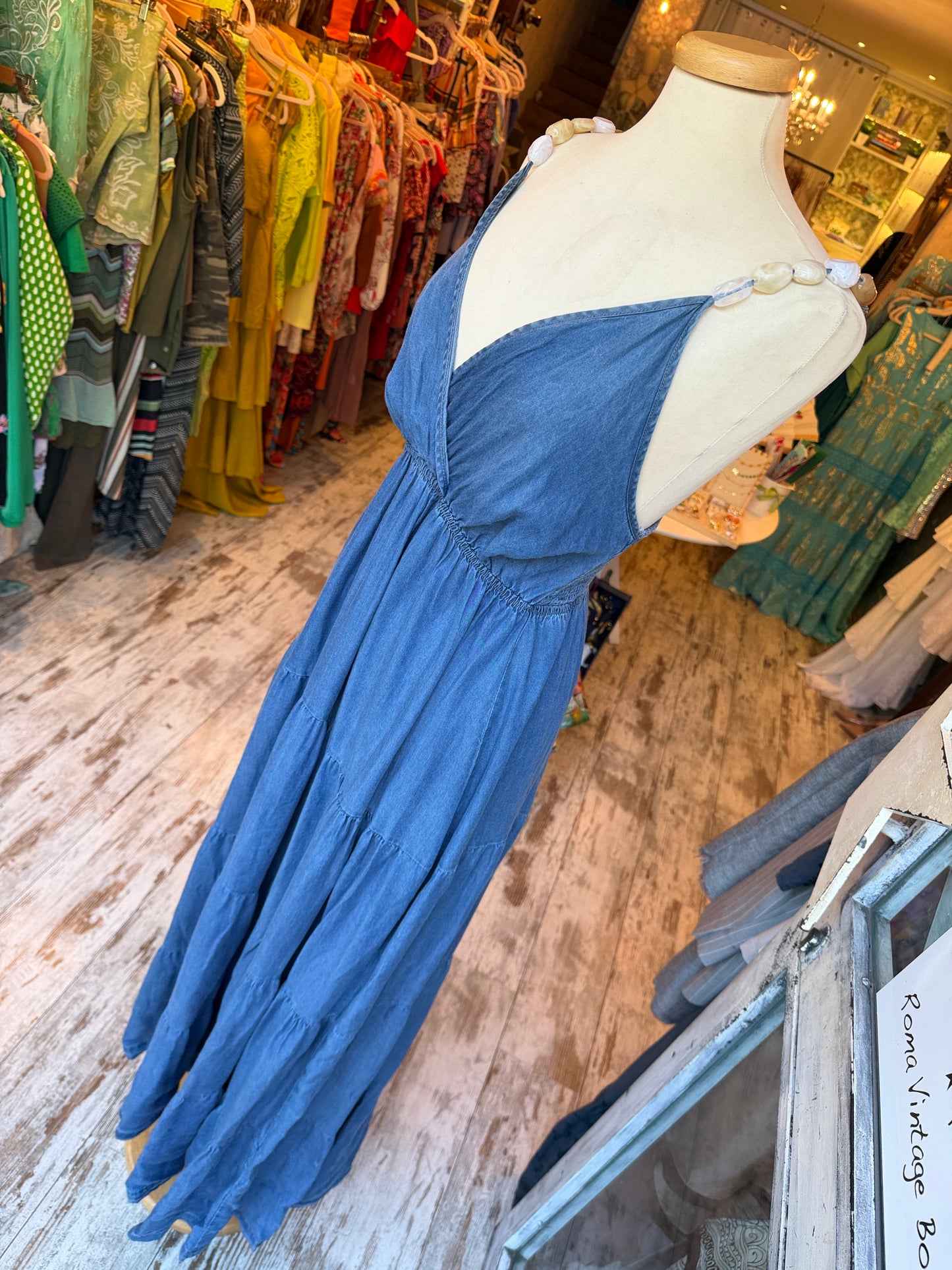 ABITO LUNGO DENIM CON PIETRE