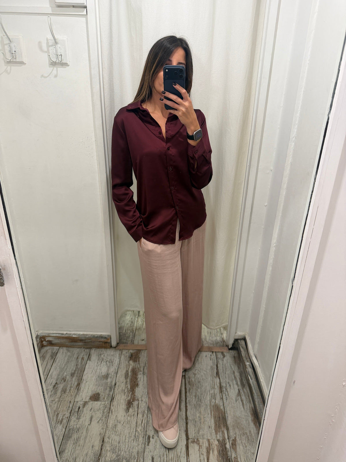 CAMICIA SATIN BORDEAUX