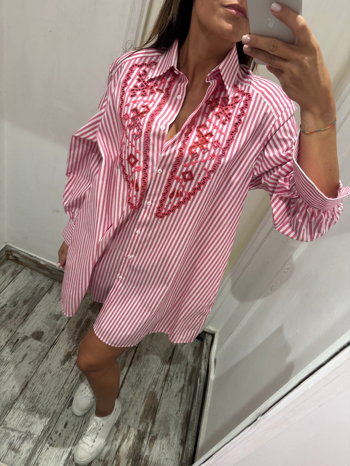 CAMICIONE ERMANNO SCERVINO A RIGHE CORALLO
