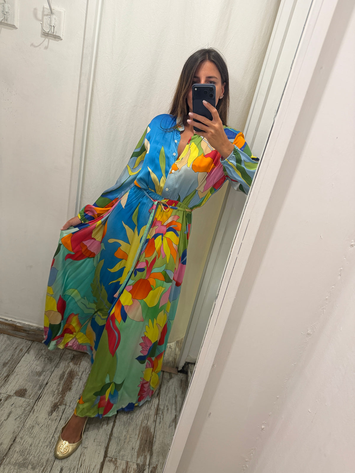 ABITO LUNGO SEMICOUTURE CHEMISIER FANTASIA MULTICORE