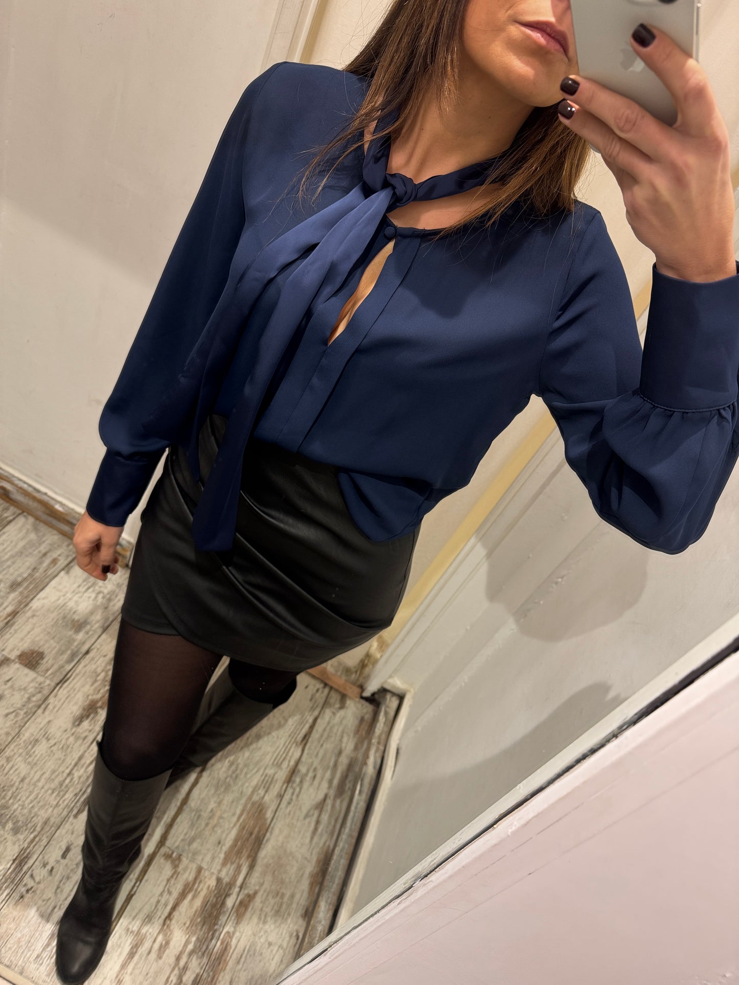 BLUSA CON FIOCCO BLU