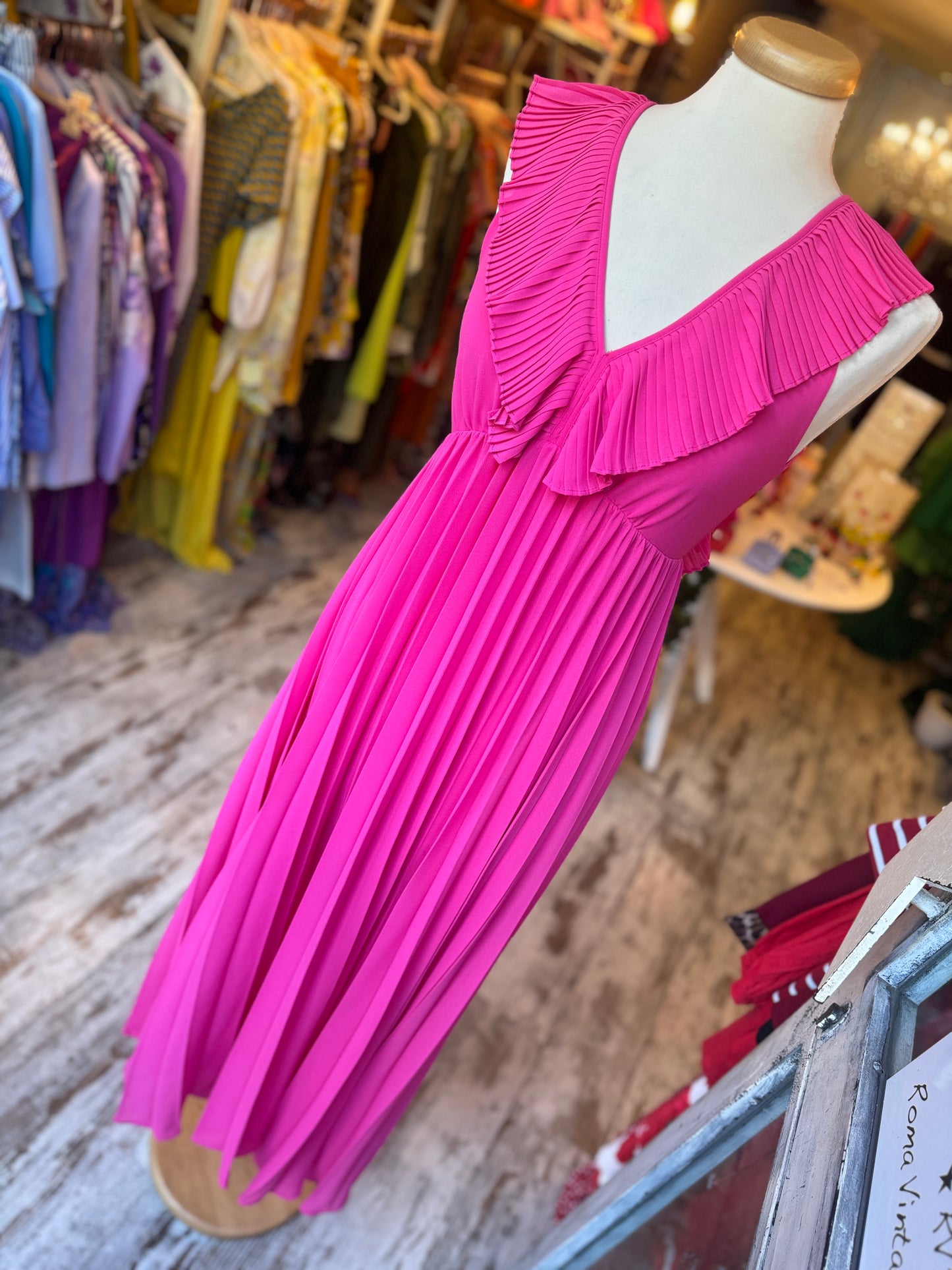 ABITO TWINSET FUCSIA PLISSÈ