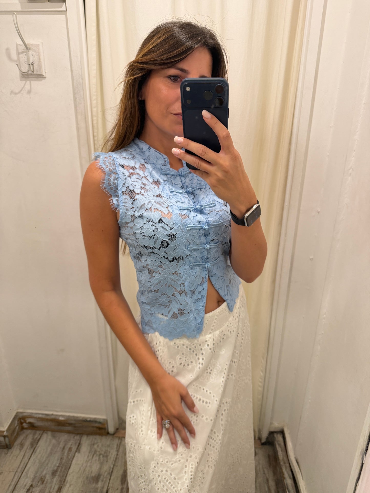 CAMICIA COREANA PIZZO CELESTE