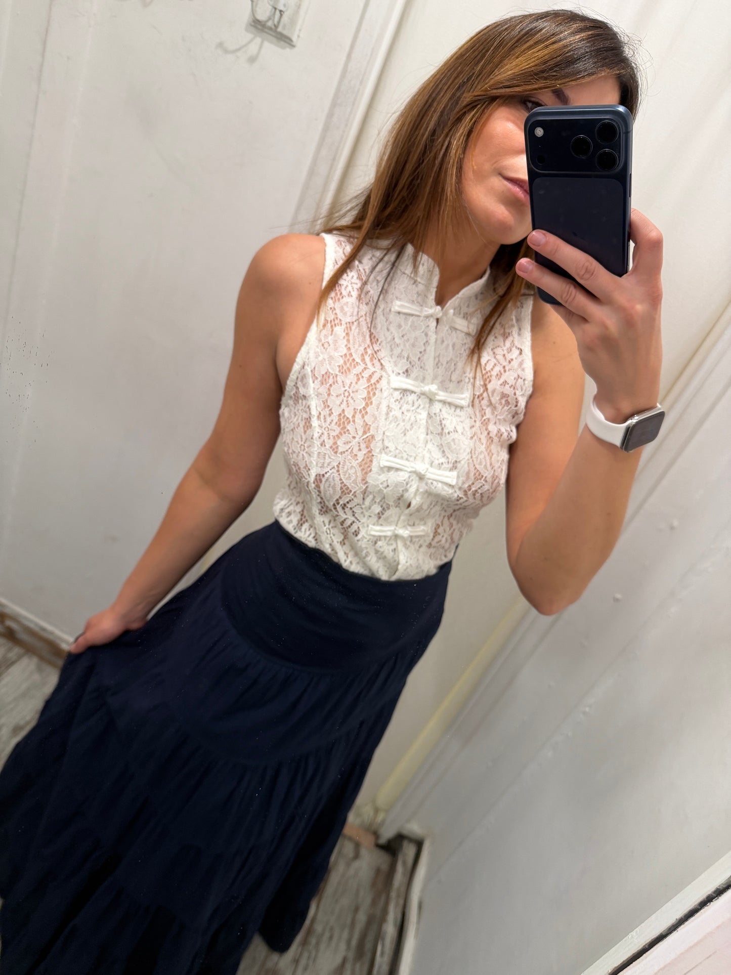 NEW COLLECTION - CAMICIA COREANA PIZZO BIANCO