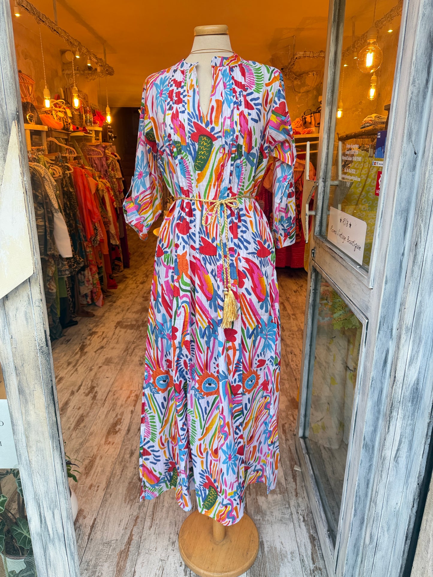ABITO COTONE BIANCO MULTICOLORE
