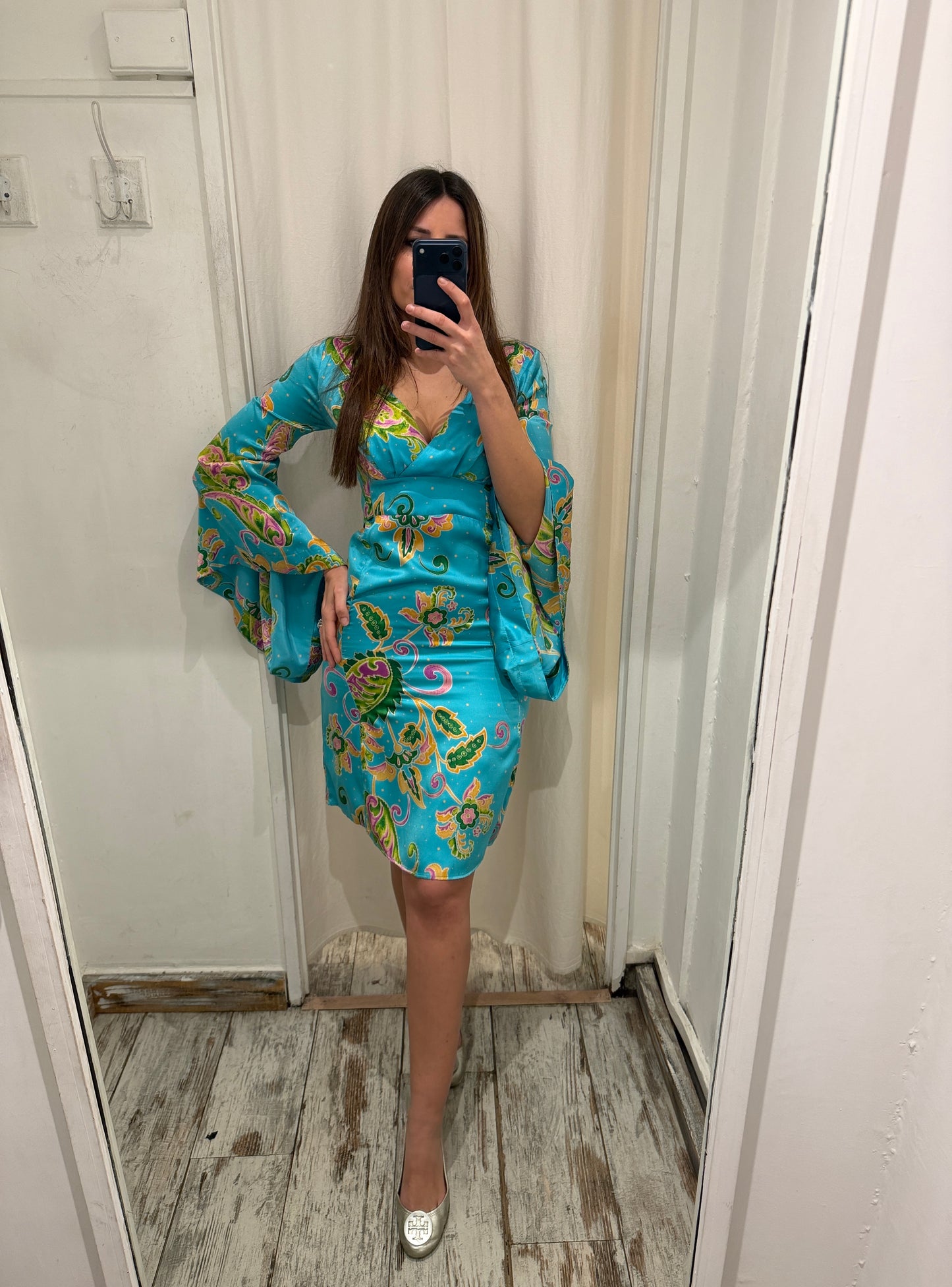 NEW COLLECTION - ABITO ADELE FADO SETA TURCHESE
