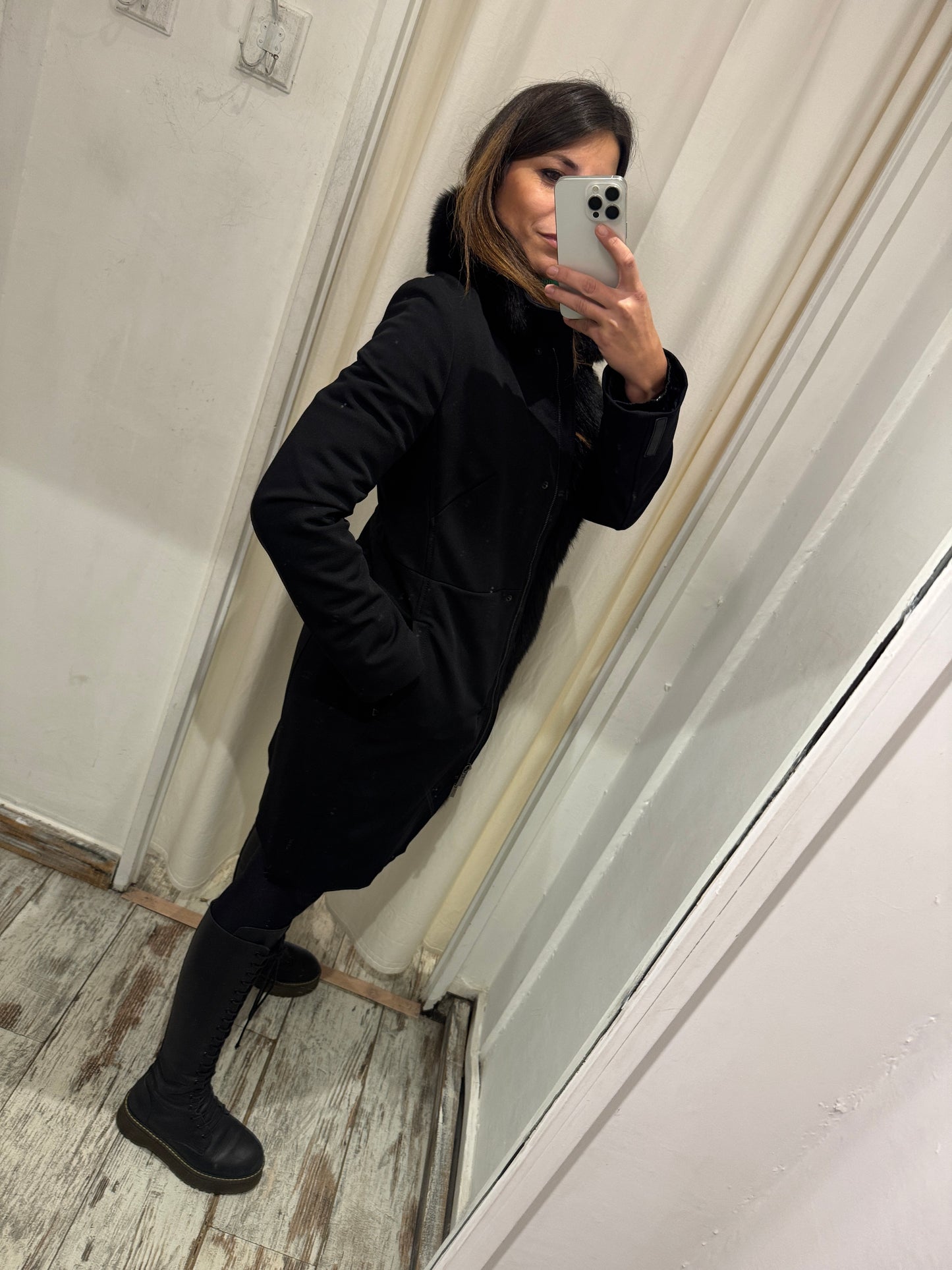 CAPPOTTO PRADA CON PELLICCIA NERO