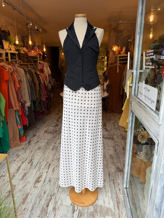 NEW COLLECTION - GONNA LONGUETTE BIANCA POIS NERO