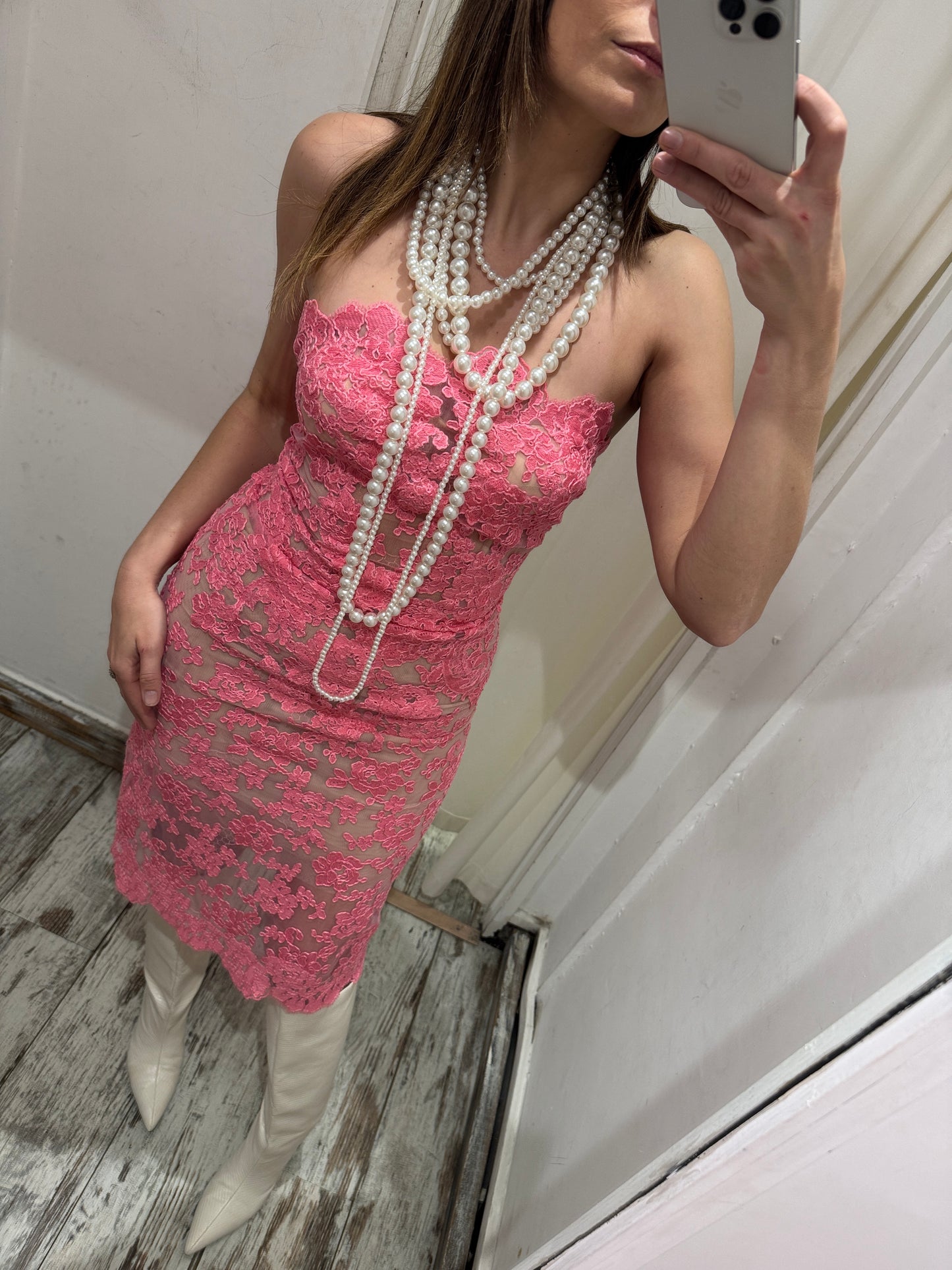 ABITO BUSTIER ERMANNO SCERVINO PIZZO SALMONE