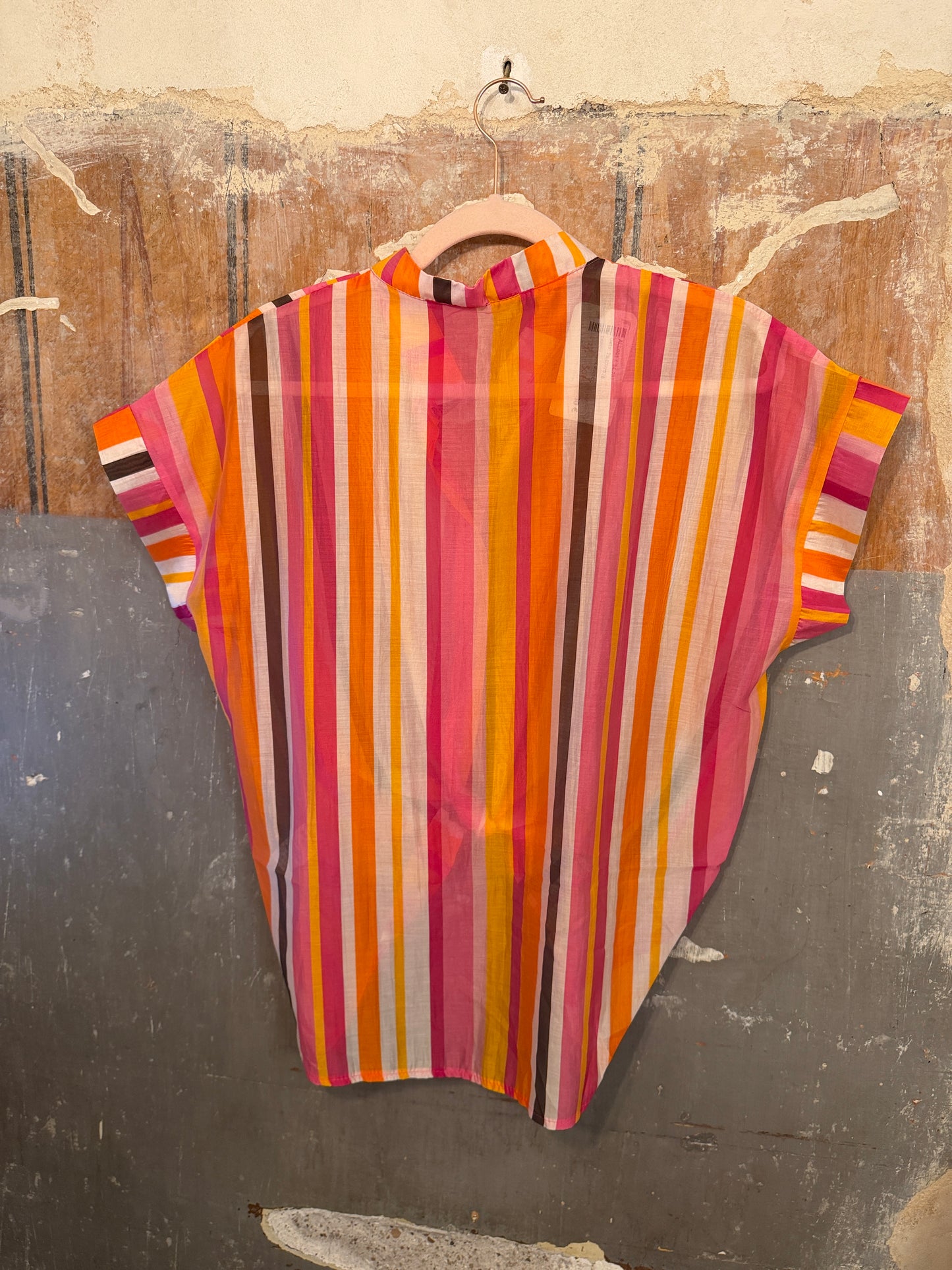 CAMICIA VELATA RIGHE MULTICOLORE