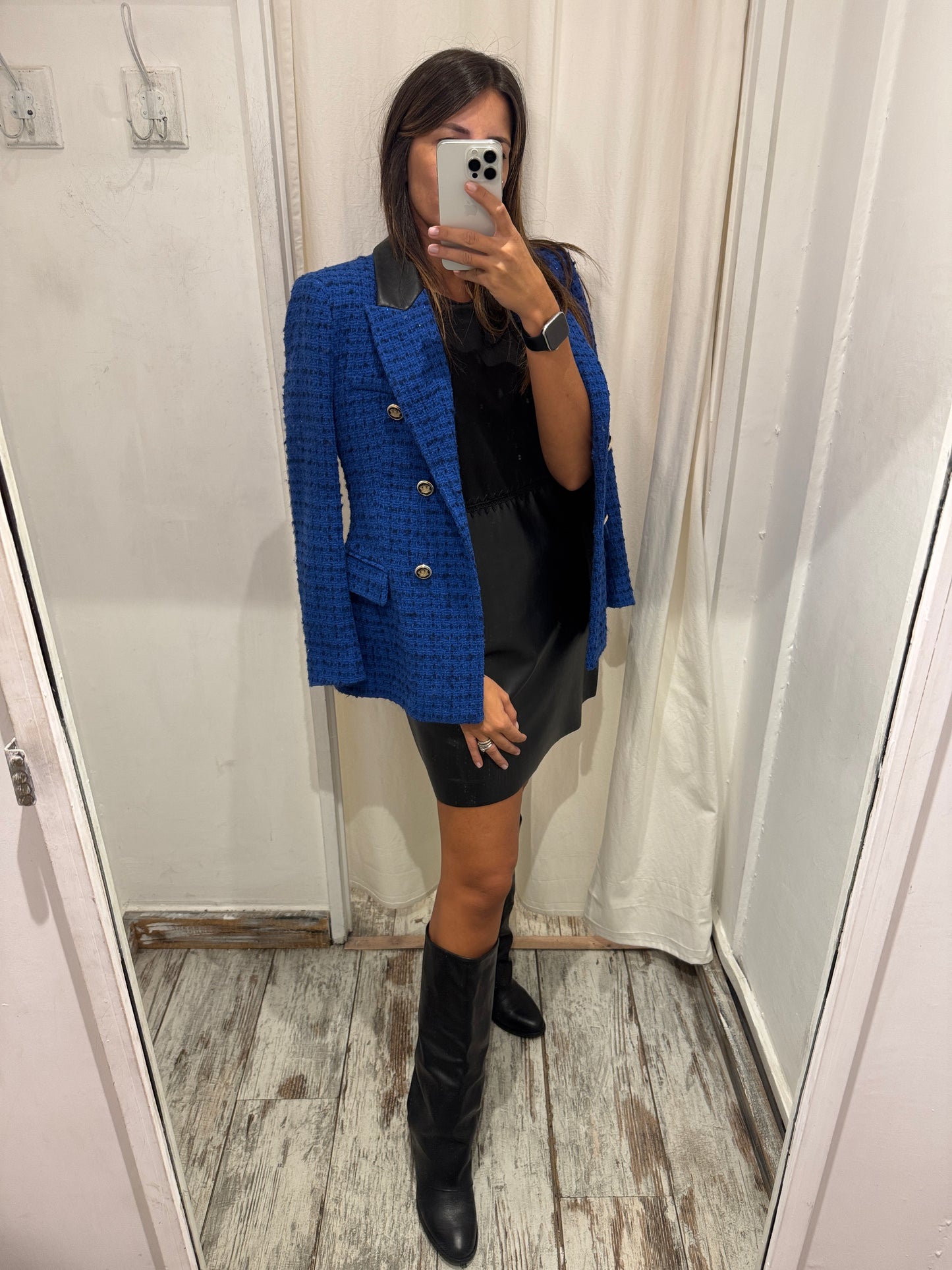 BLAZER ZARA BLU ELETTRICO BOUCLÈ