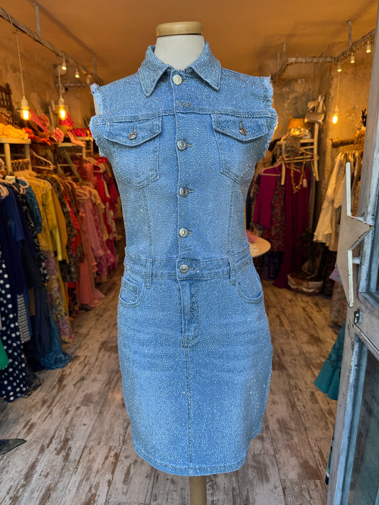 ABITO DENIM CORTO CON STRASS