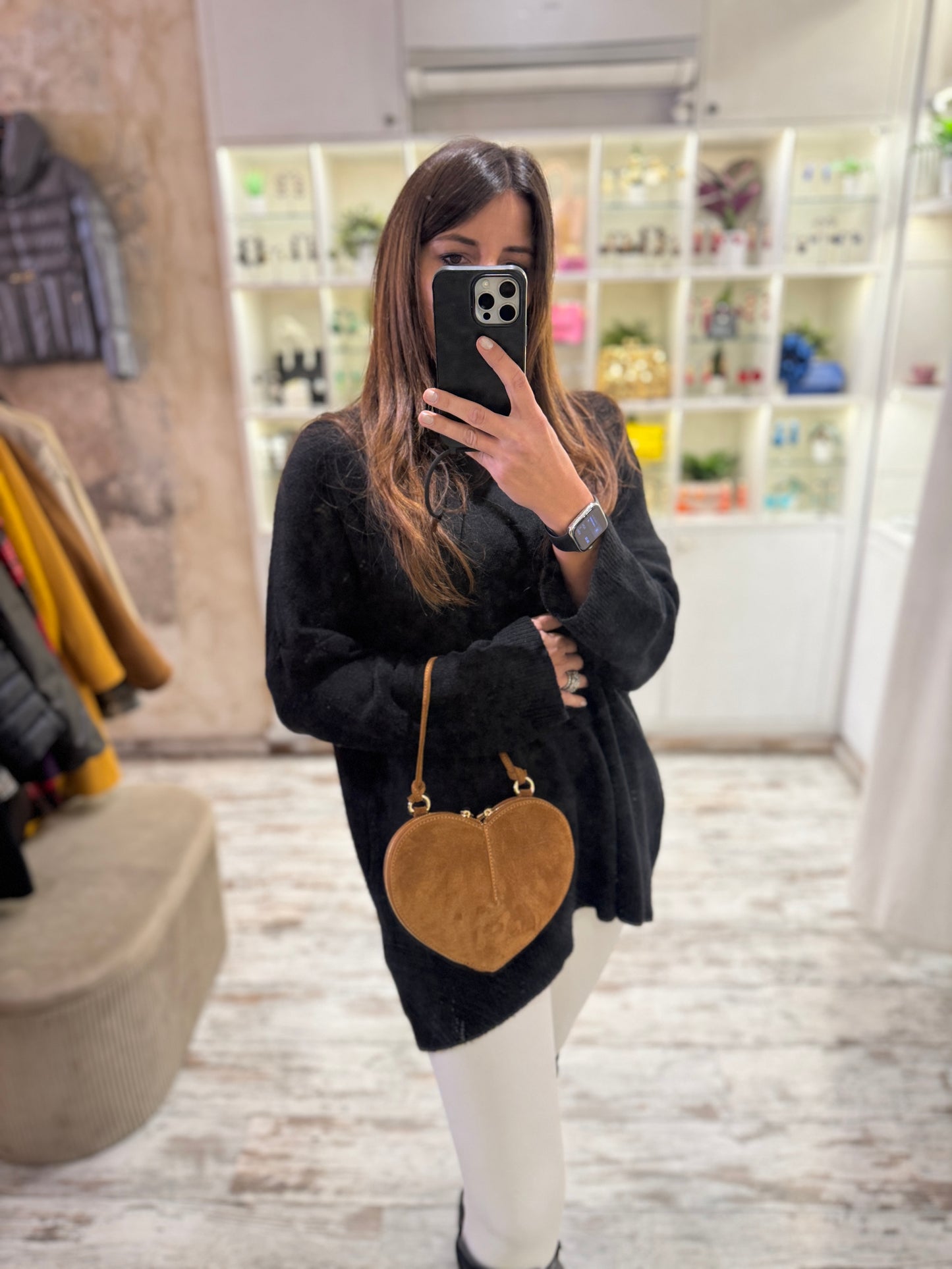 MINI BAG A CUORE SUEDE CAMMELLO
