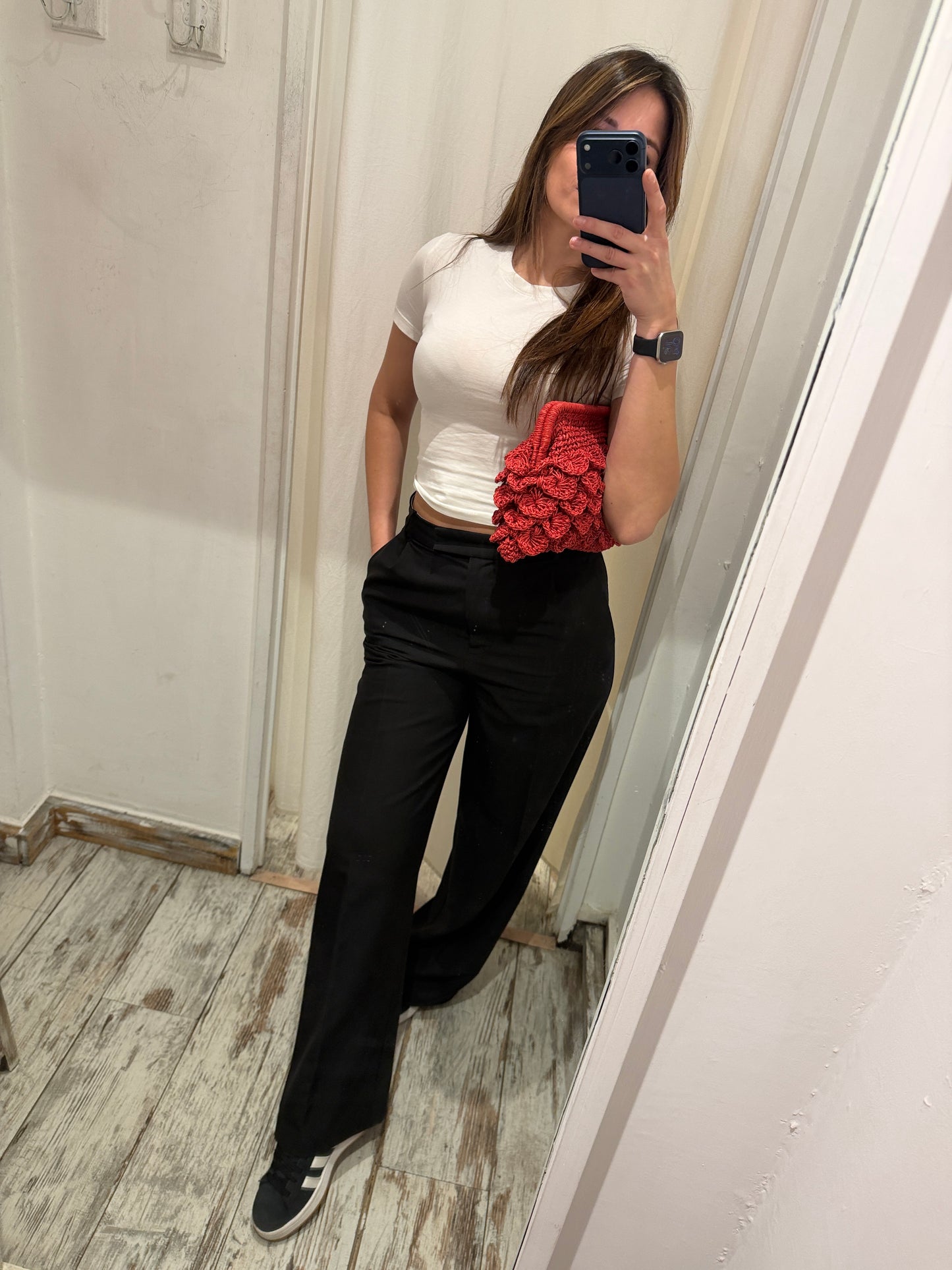 CLUTCH PETALI ROSSO RAFIA