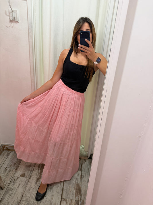 NEW COLLECTION - GONNA LUNGA COTONE ROSA