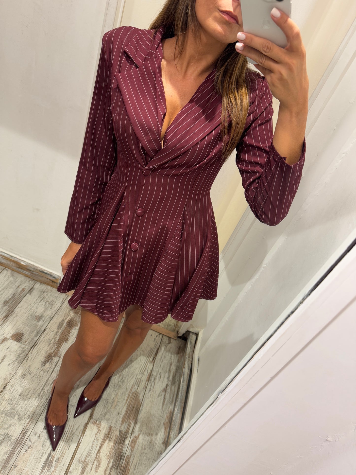 ABITO CORTO CHEMISIER BORDEAUX GESSATO