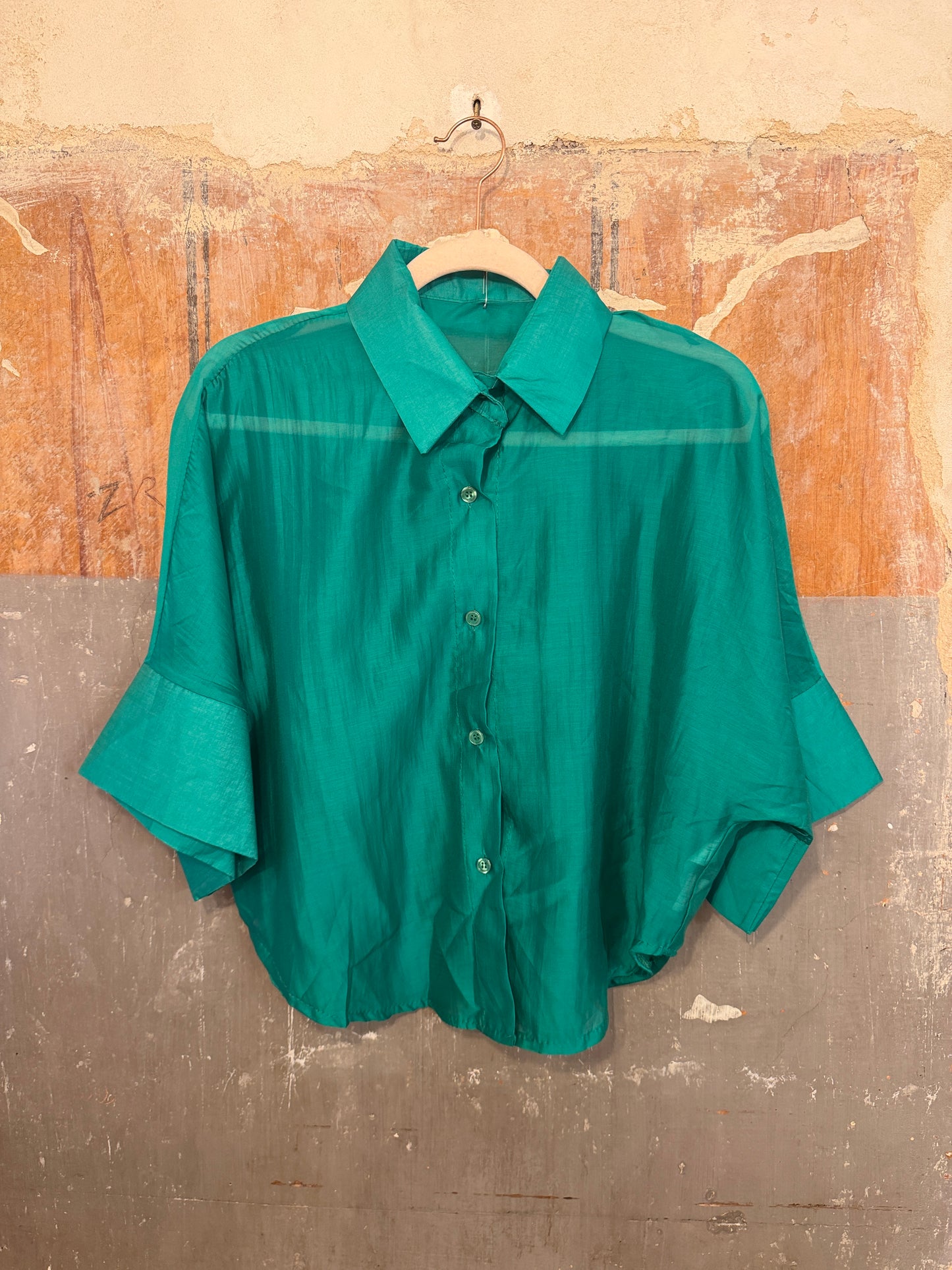 CAMICIA OVER SMERALDO VELATA