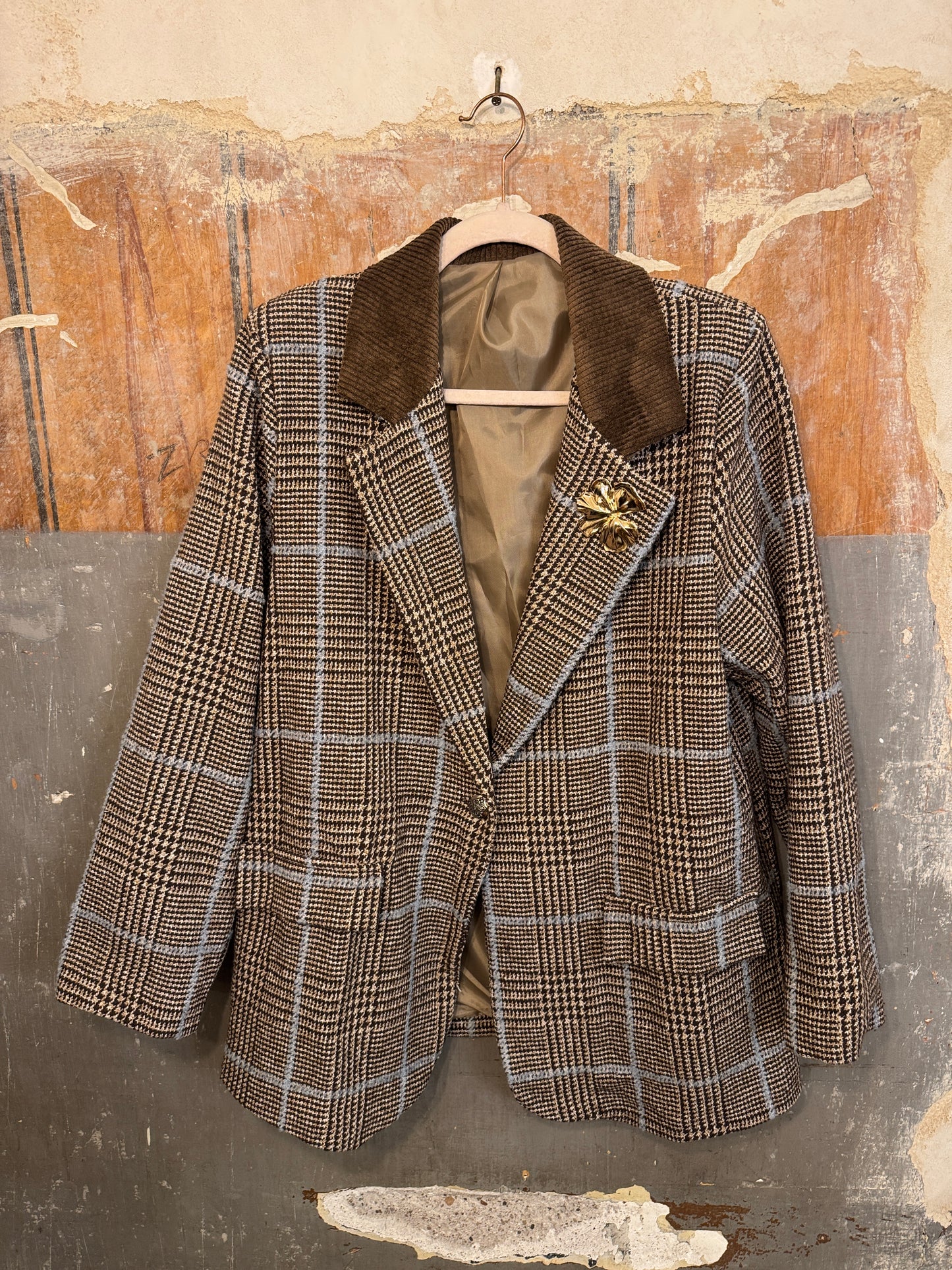 BLAZER OVER PRINCIPE DI GALLES MARRONE
