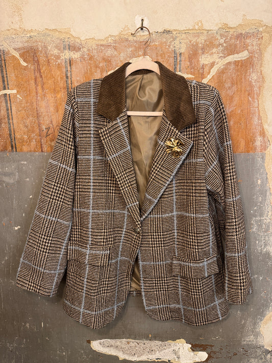 BLAZER OVER PRINCIPE DI GALLES MARRONE