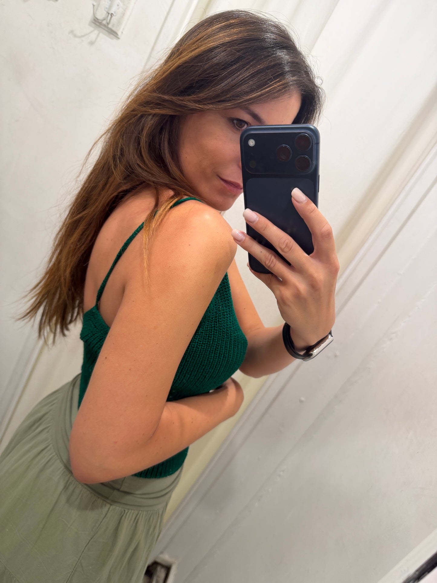 TOP CROP MAGLIA VERDE