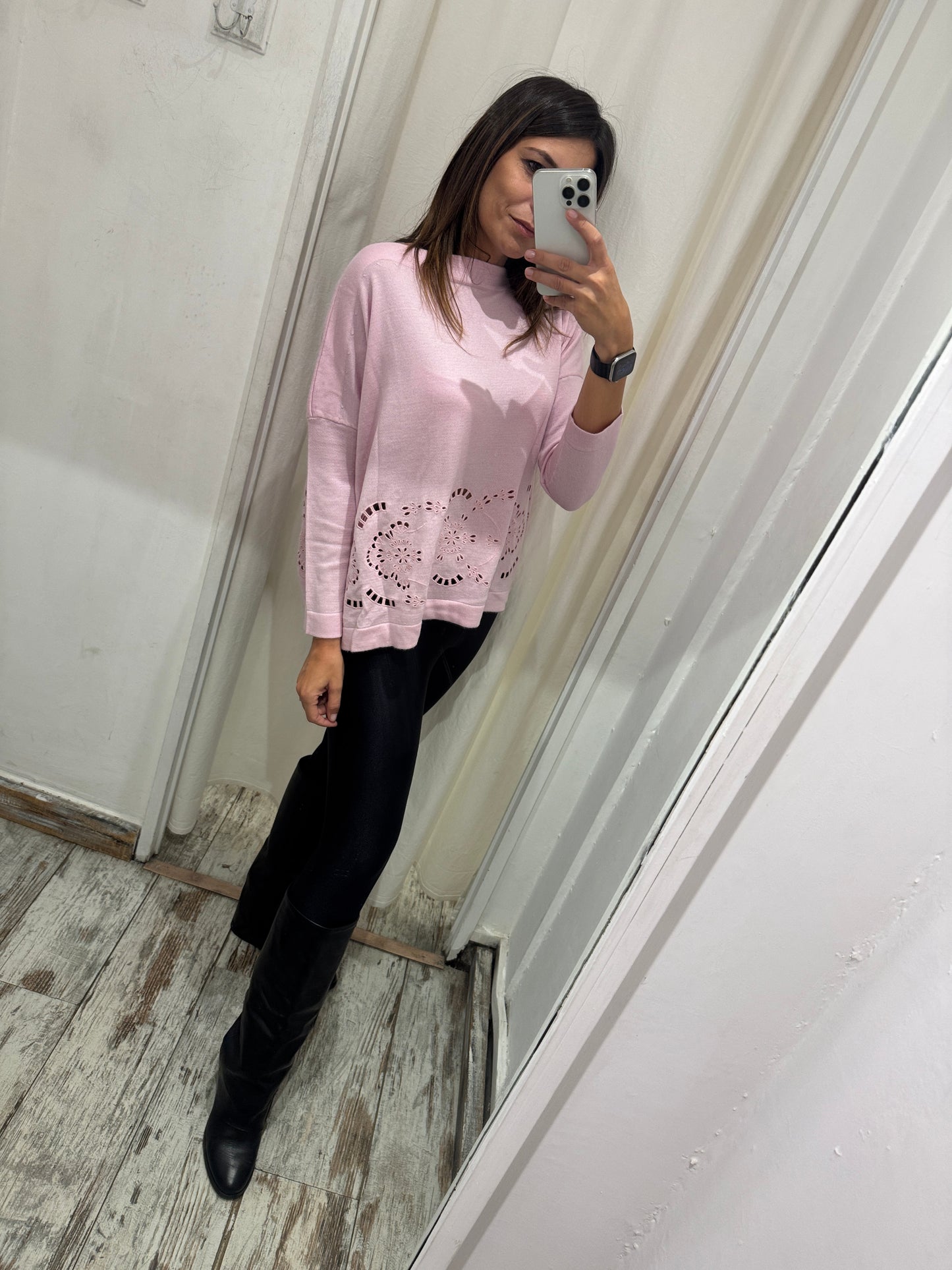 MAGLIA ERMANNO SCERVINO ROSA TRAFORATA