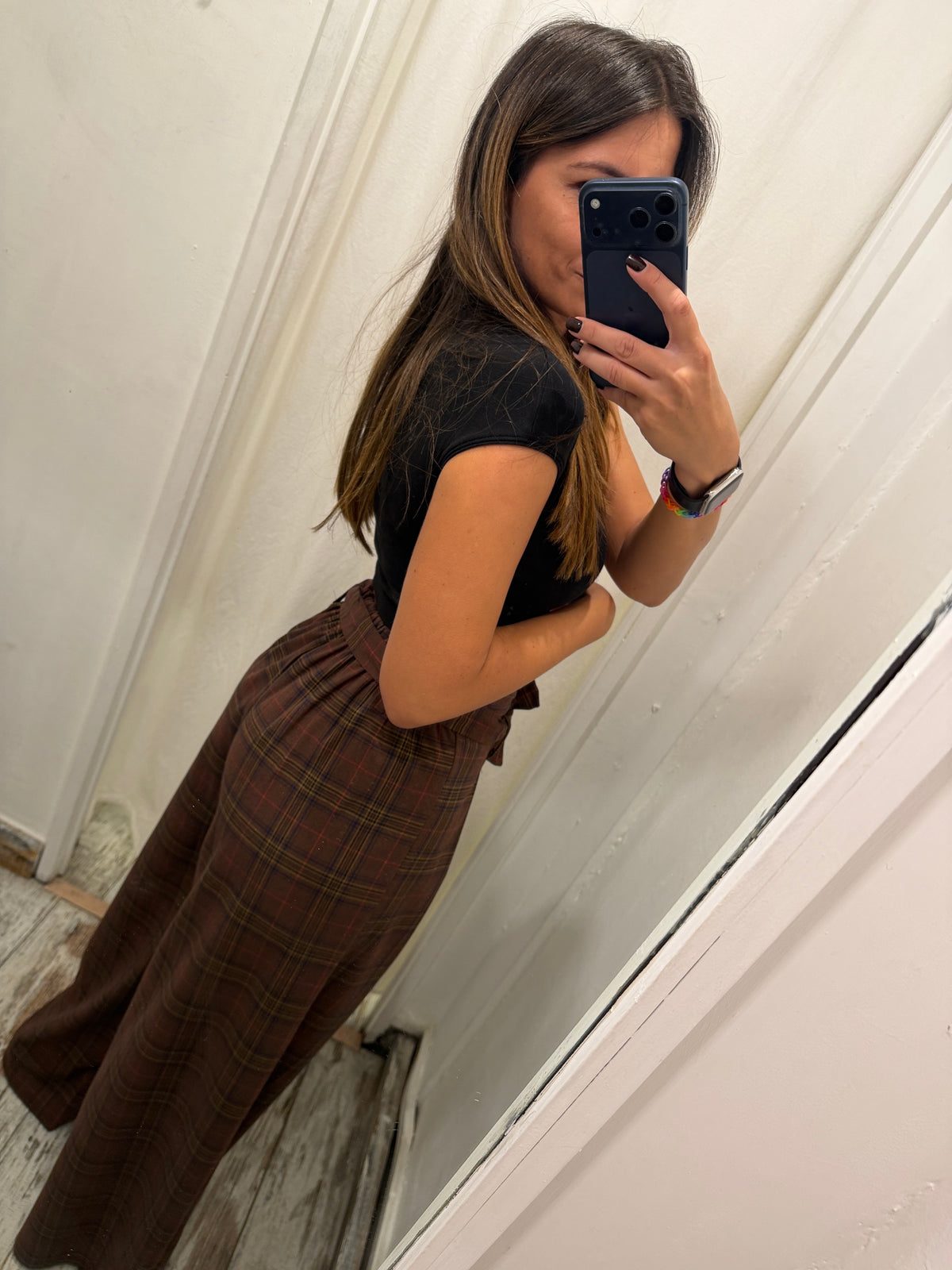 PANTALONE TARTAN MARRONE FUSCIACCA