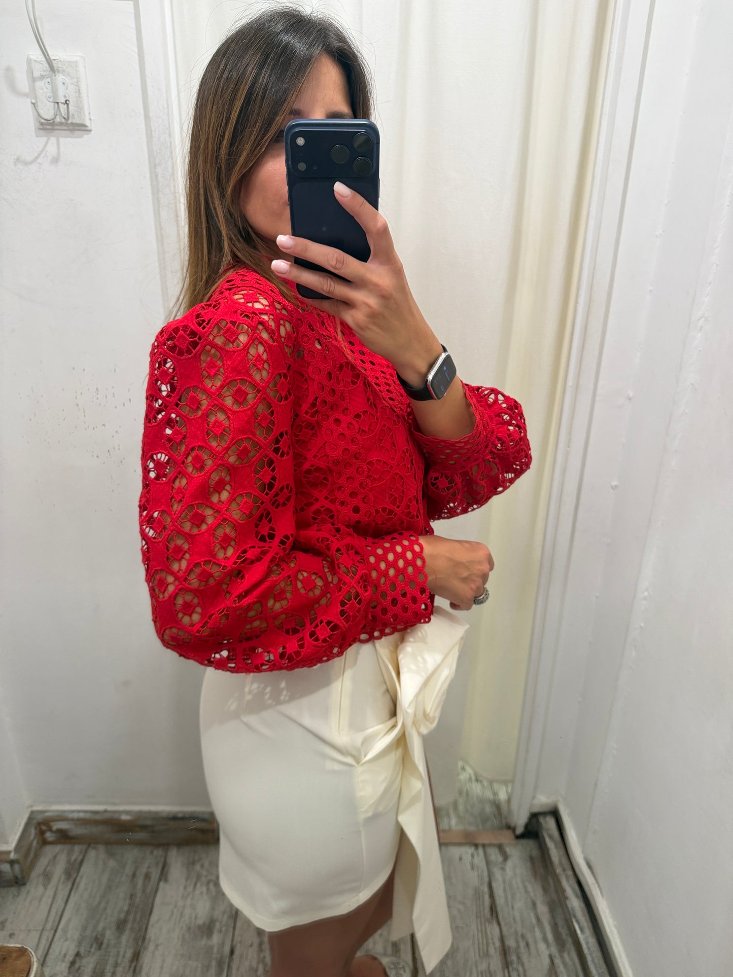 BLUSA MACRAMÈ ROSSA