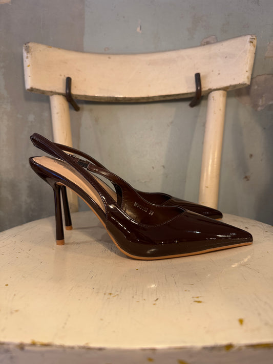 DECOLLETÈ SLINGBACK VERNICE MARRONE V