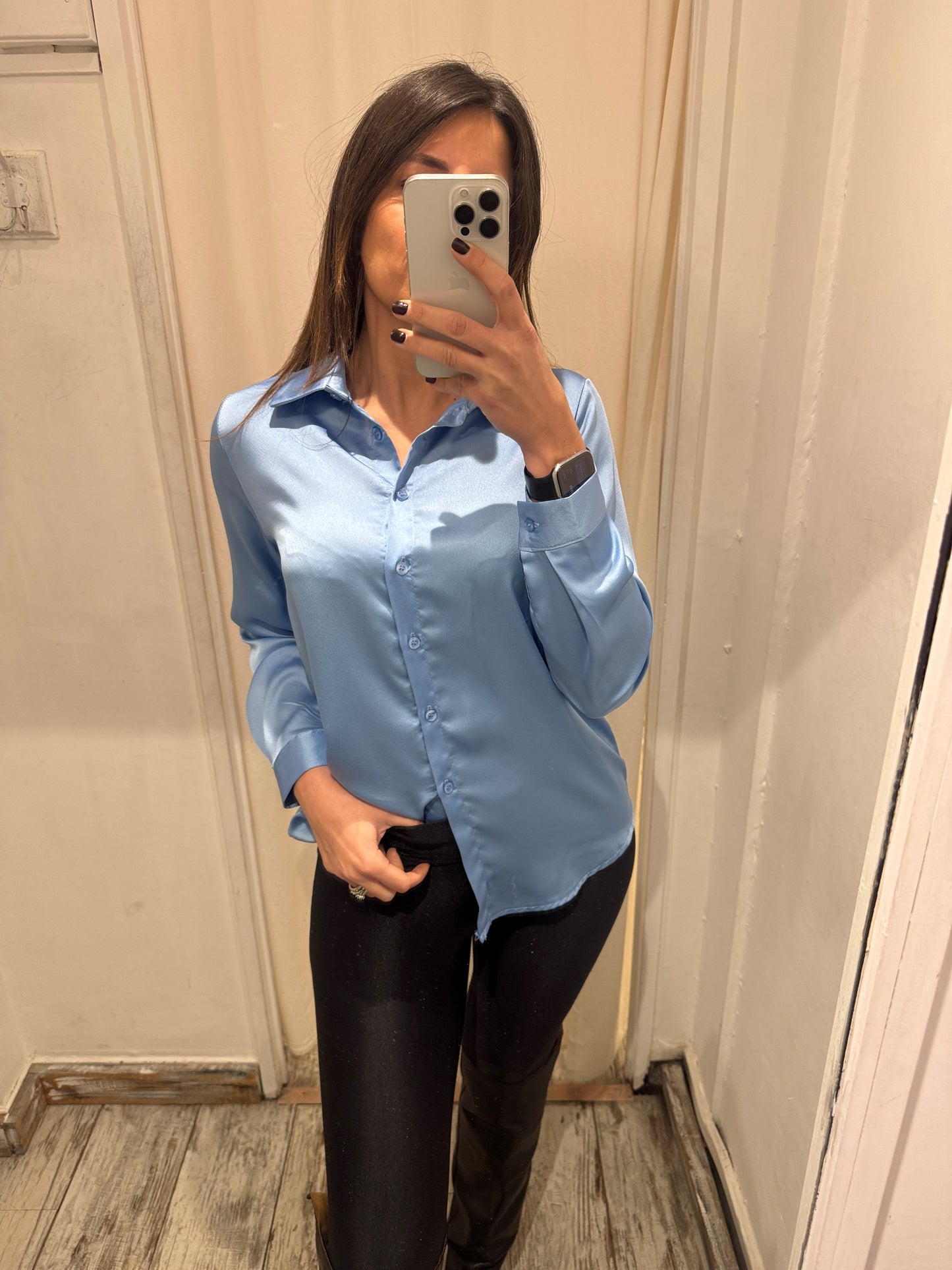 NEW COLLECTION - CAMICIA SATIN CELESTE