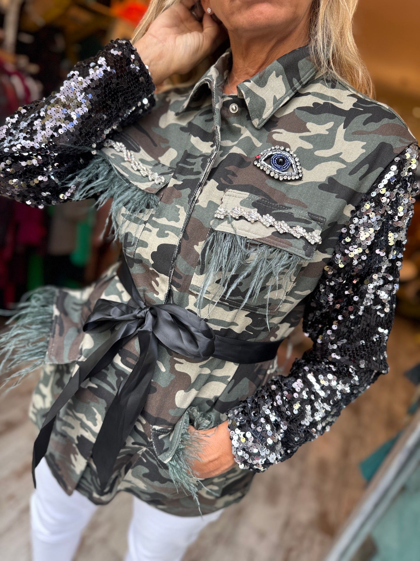 SAHARIANA CAMOUFLAGE CON PAILLETTES