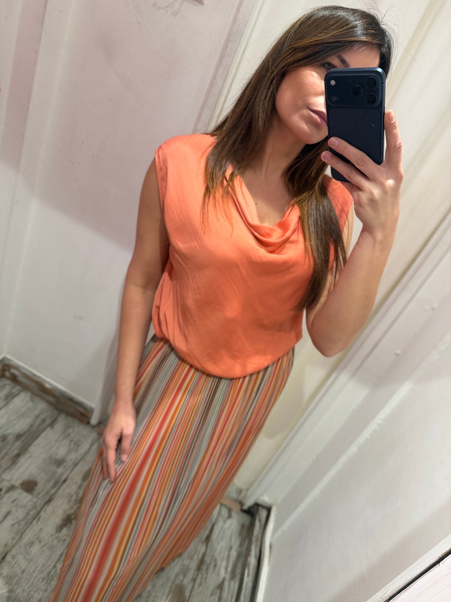 NEW COLLECTION - BLUSA LES COPAINS ARANCIO SATIN