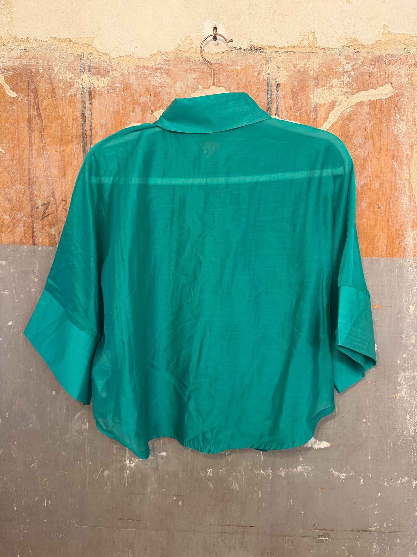 CAMICIA OVER SMERALDO VELATA