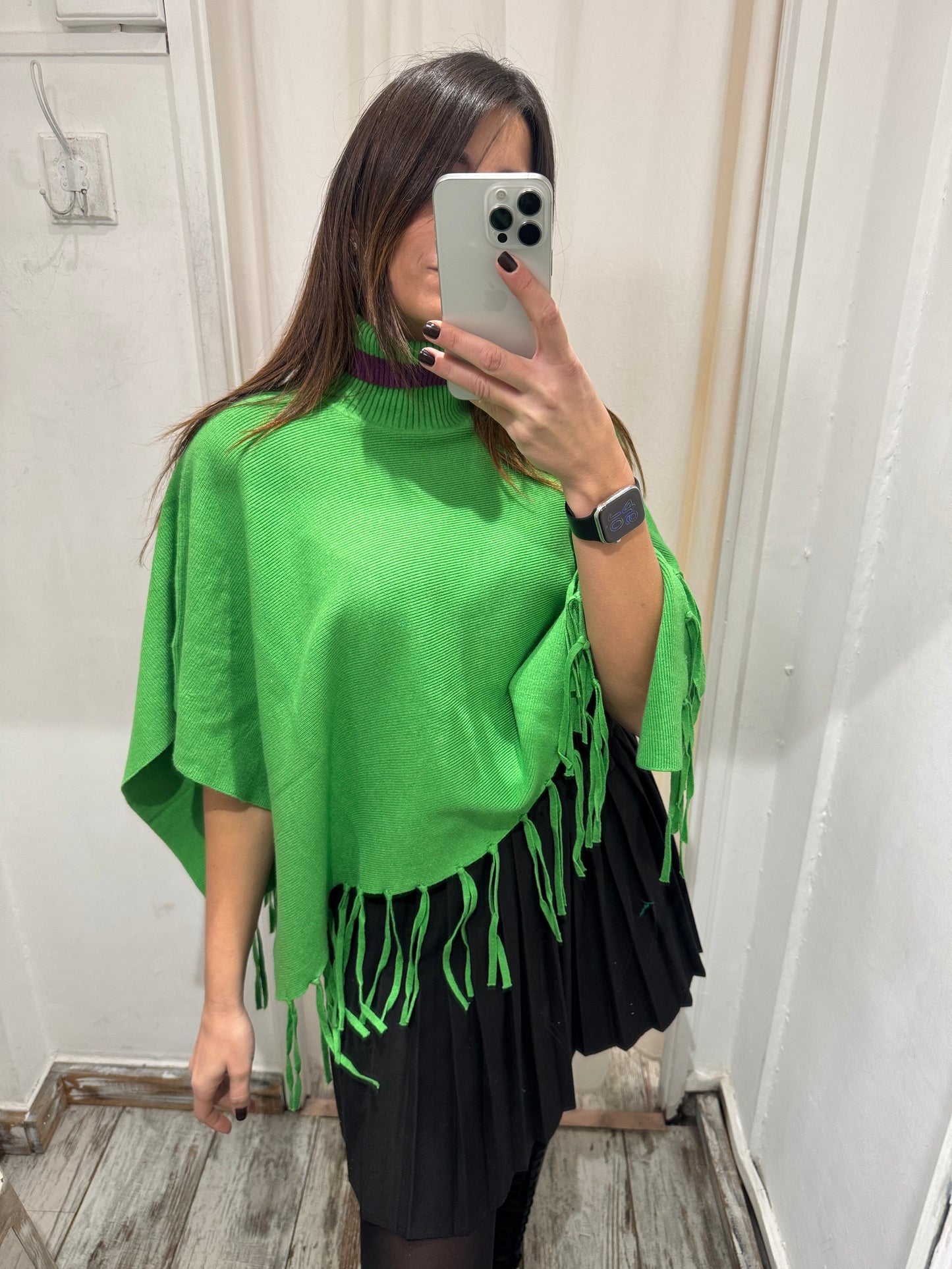 PONCHO COLLO ALTO VERDE E VIOLA