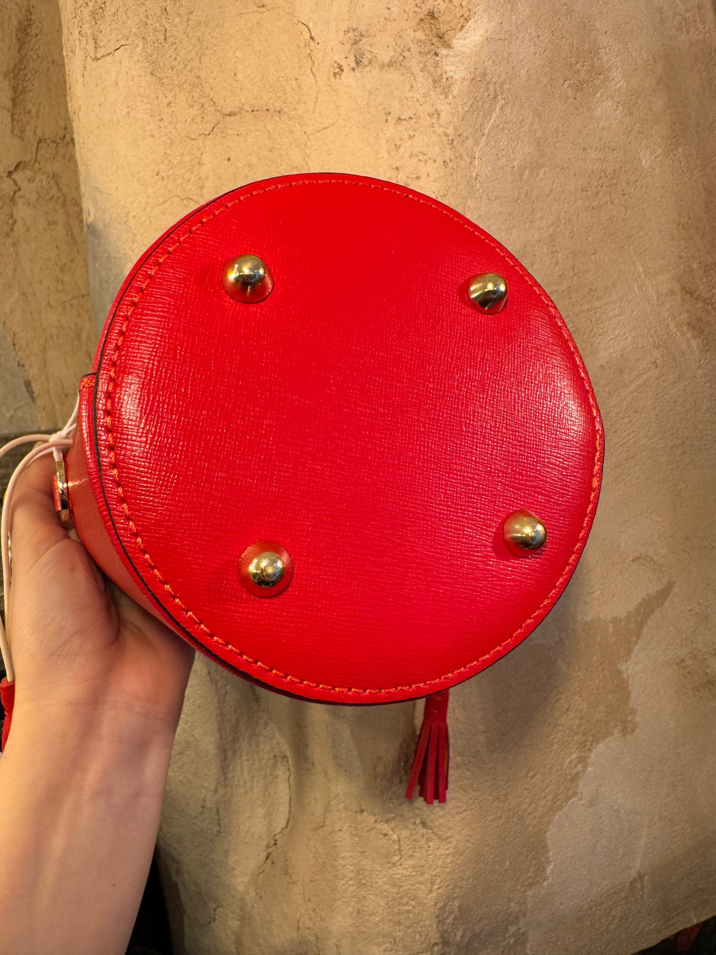 SECCHIELLO IN PELLE ROSSO