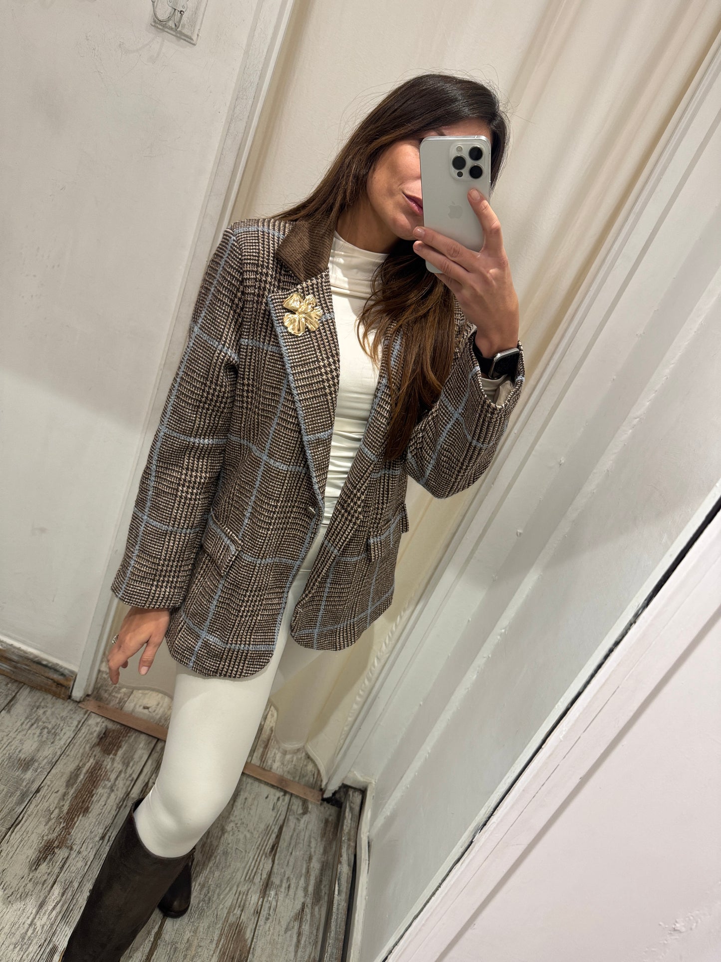 BLAZER OVER PRINCIPE DI GALLES MARRONE