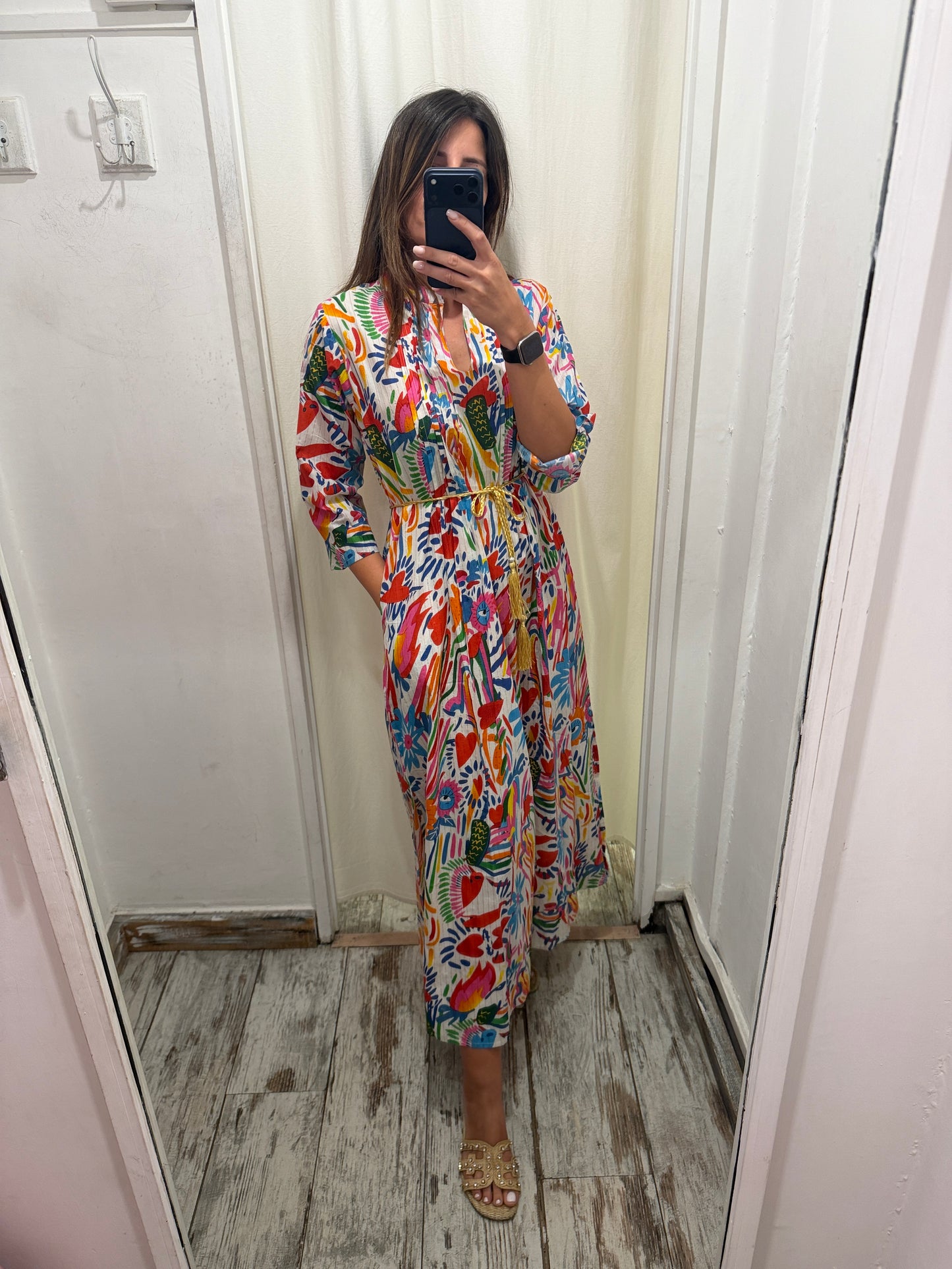 ABITO COTONE BIANCO MULTICOLORE