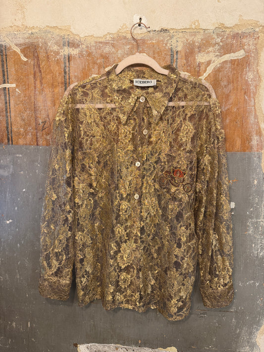 NEW COLLECTION - CAMICIA VINTAGE ICEBERG PIZZO ORO