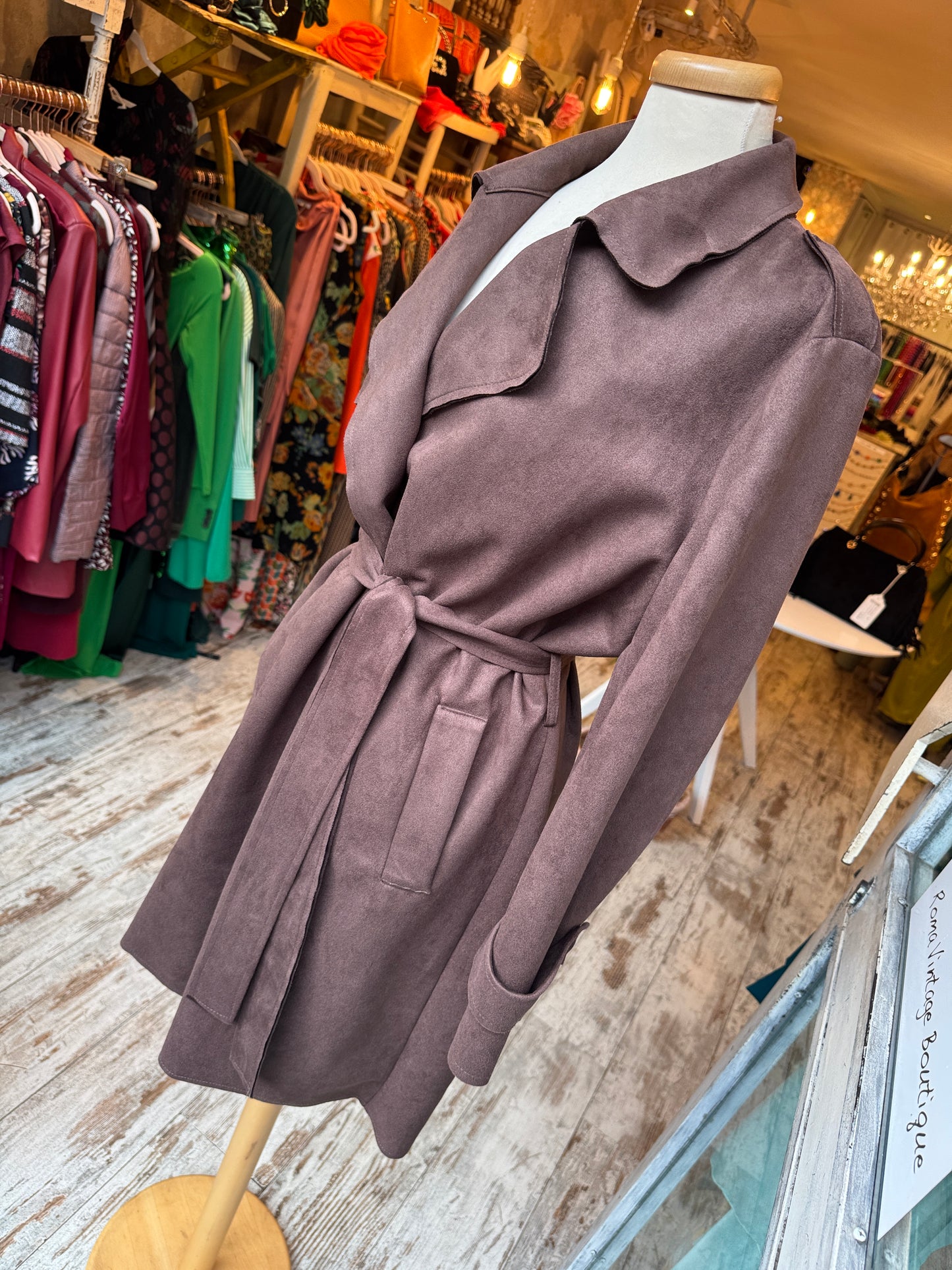 TRENCH SUEDE TESTA DI MORO