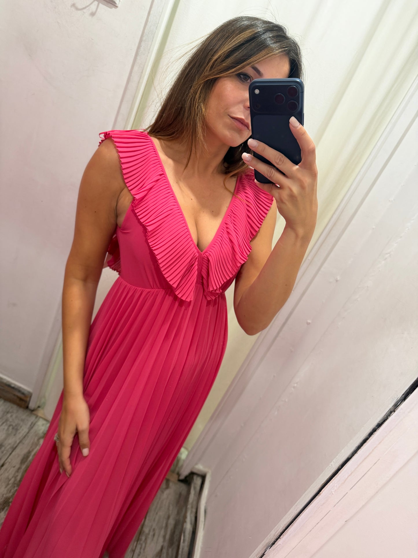 ABITO TWIN SET PLISSÈ FUCSIA