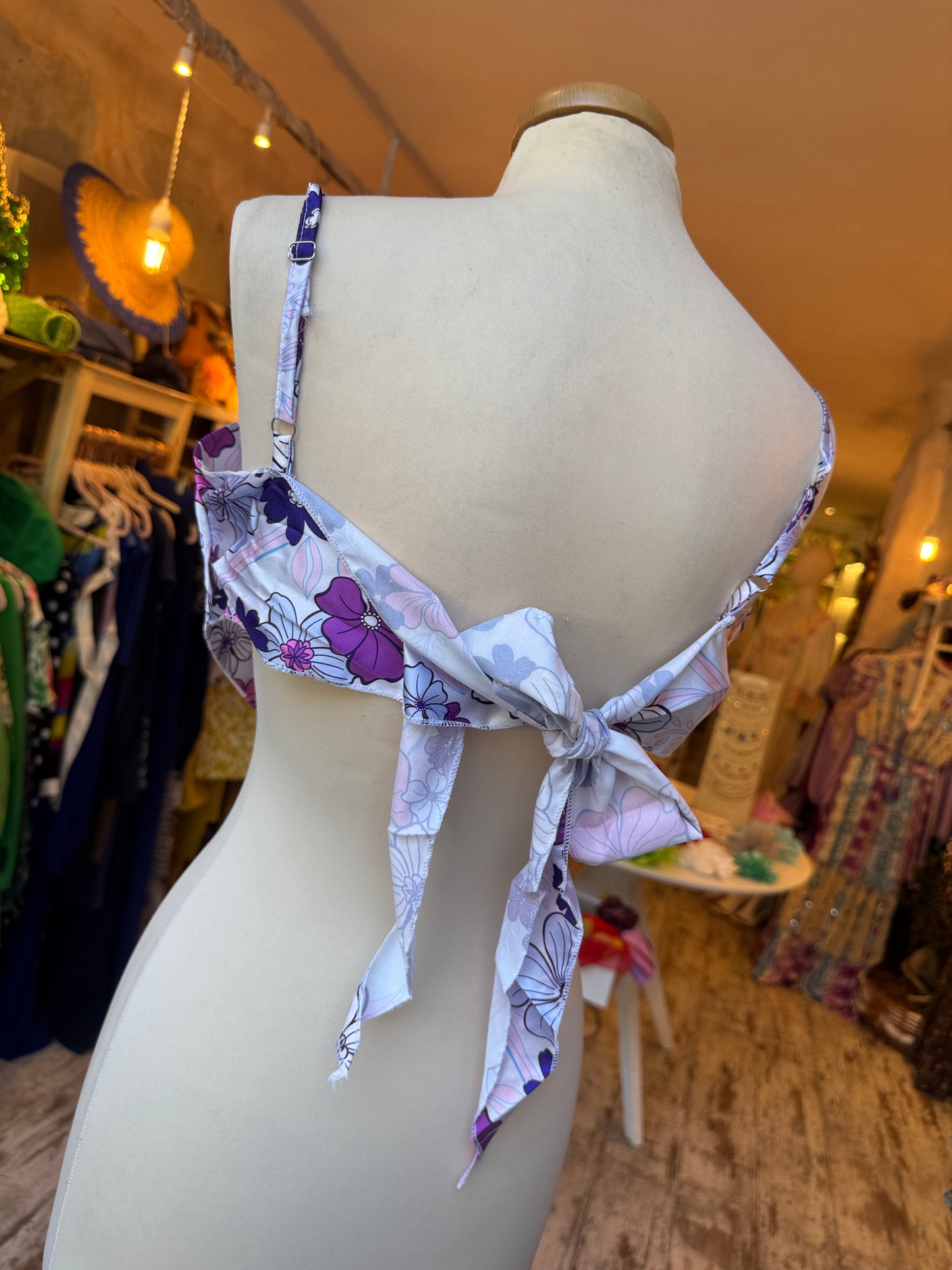 TOP CROP FOULARD FIORI VIOLA