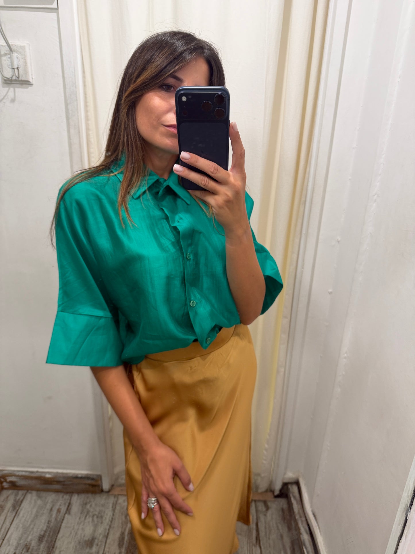 CAMICIA OVER SMERALDO VELATA