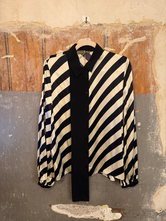 NEW COLLECTION - CAMICIA SPACE SIMONA CORSELLINI RIGHE PANNA NERO