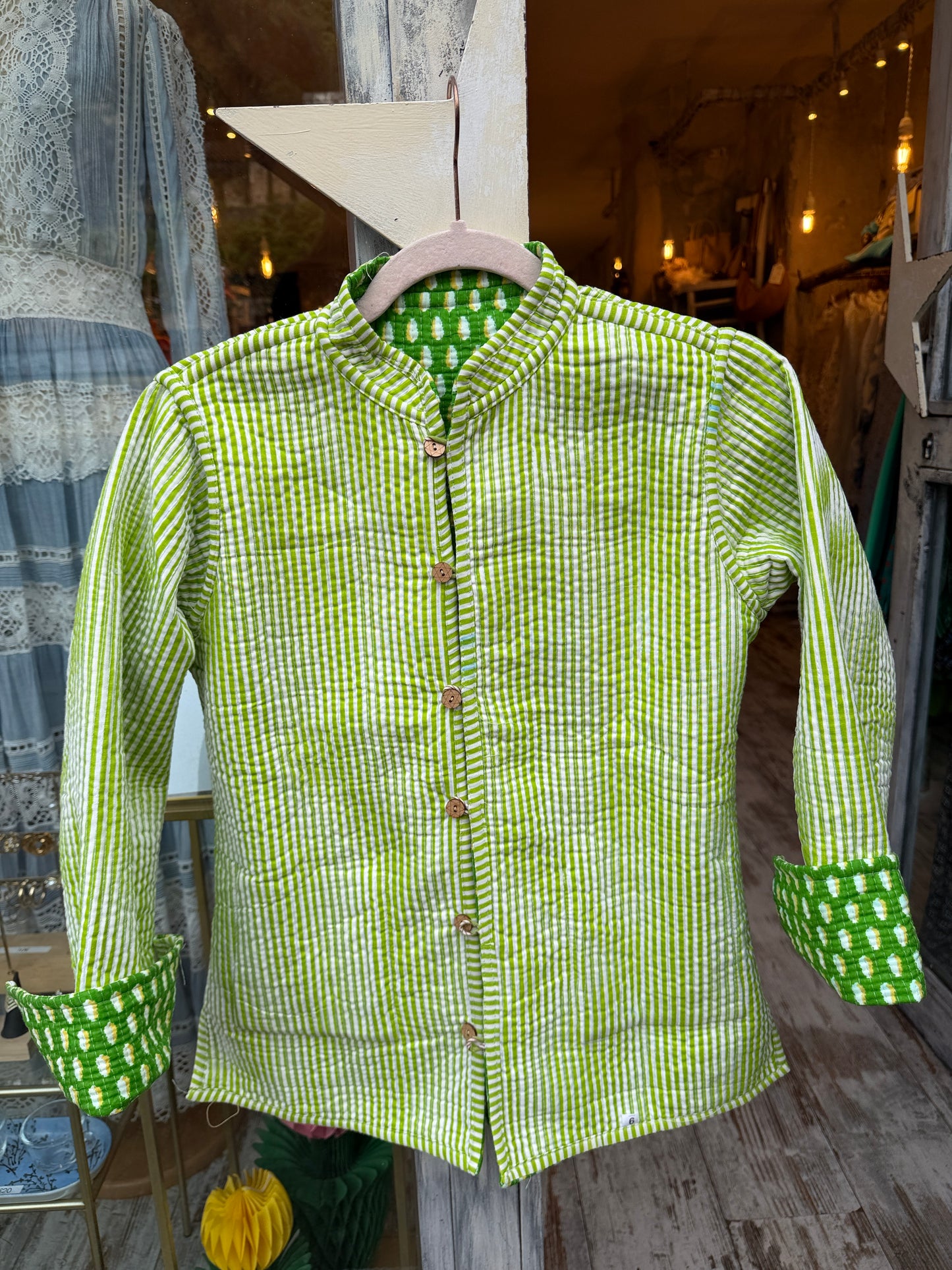 NEW COLLECTION - GIACCA ETNICA DOUBLE FACE VERDE