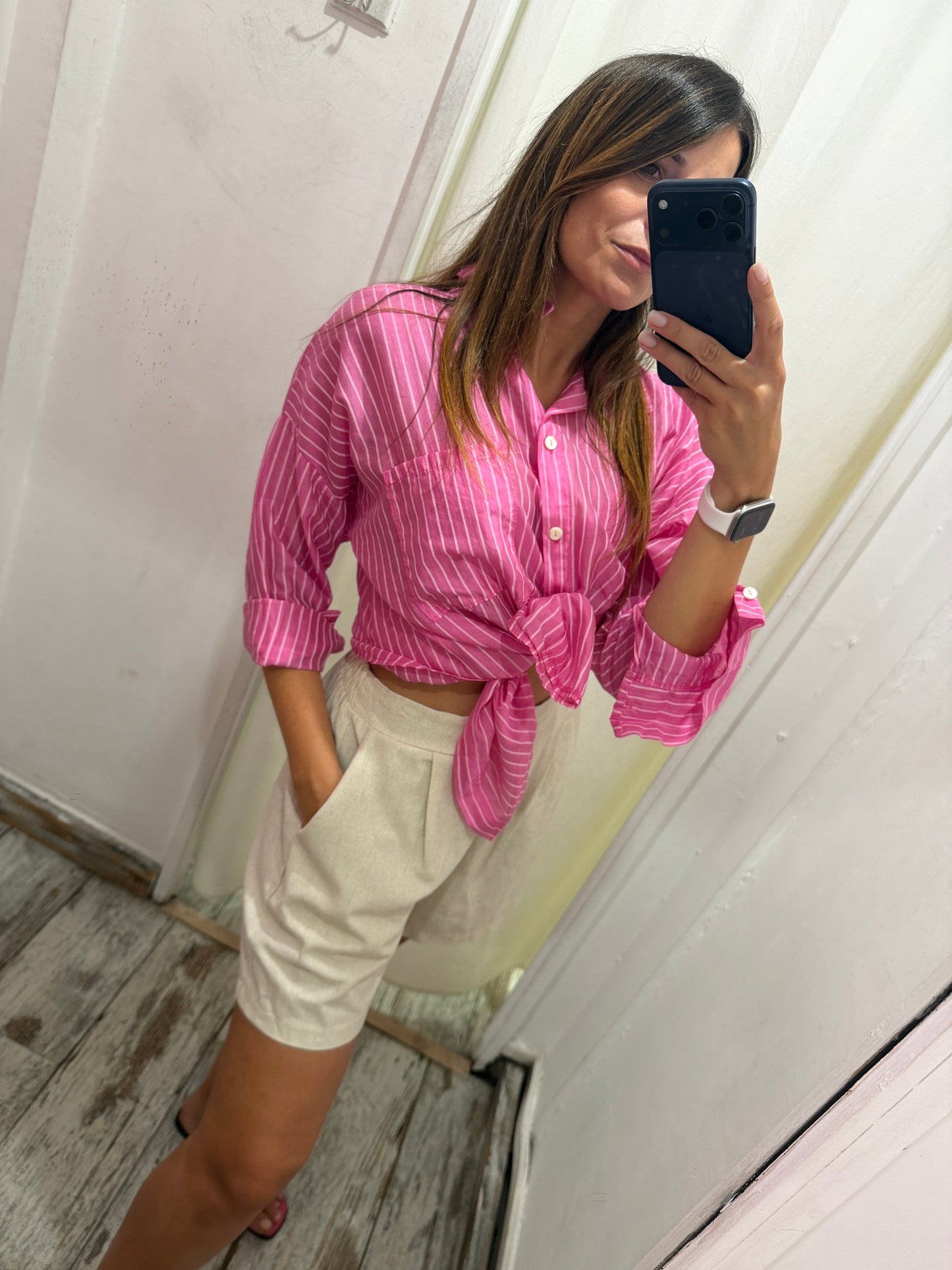 CAMICIA OVER GESSATA ROSA BARBIE
