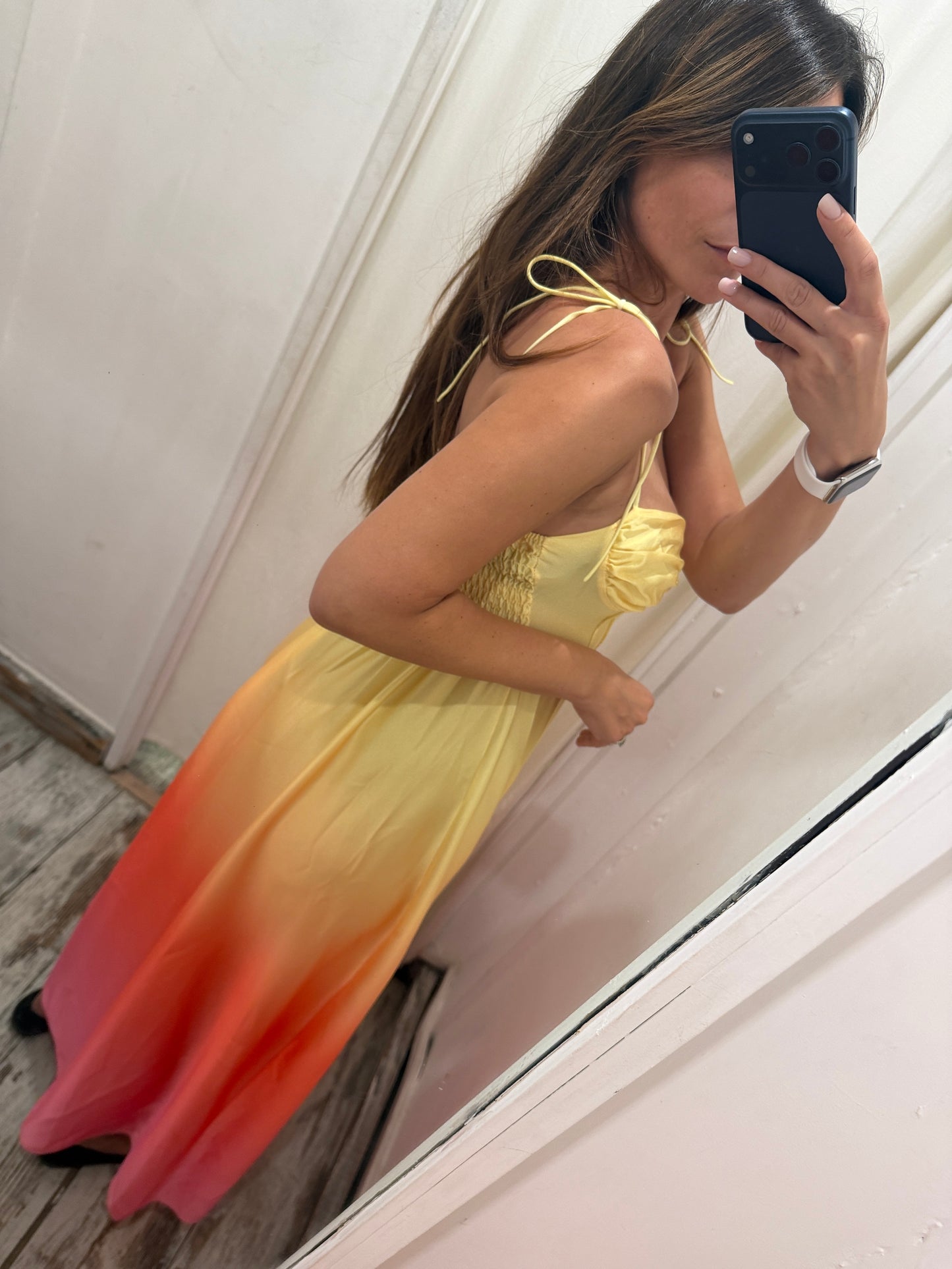 NEW COLLECTION - ABITO SFUMATO LONGUETTE GIALLO ARANCIO