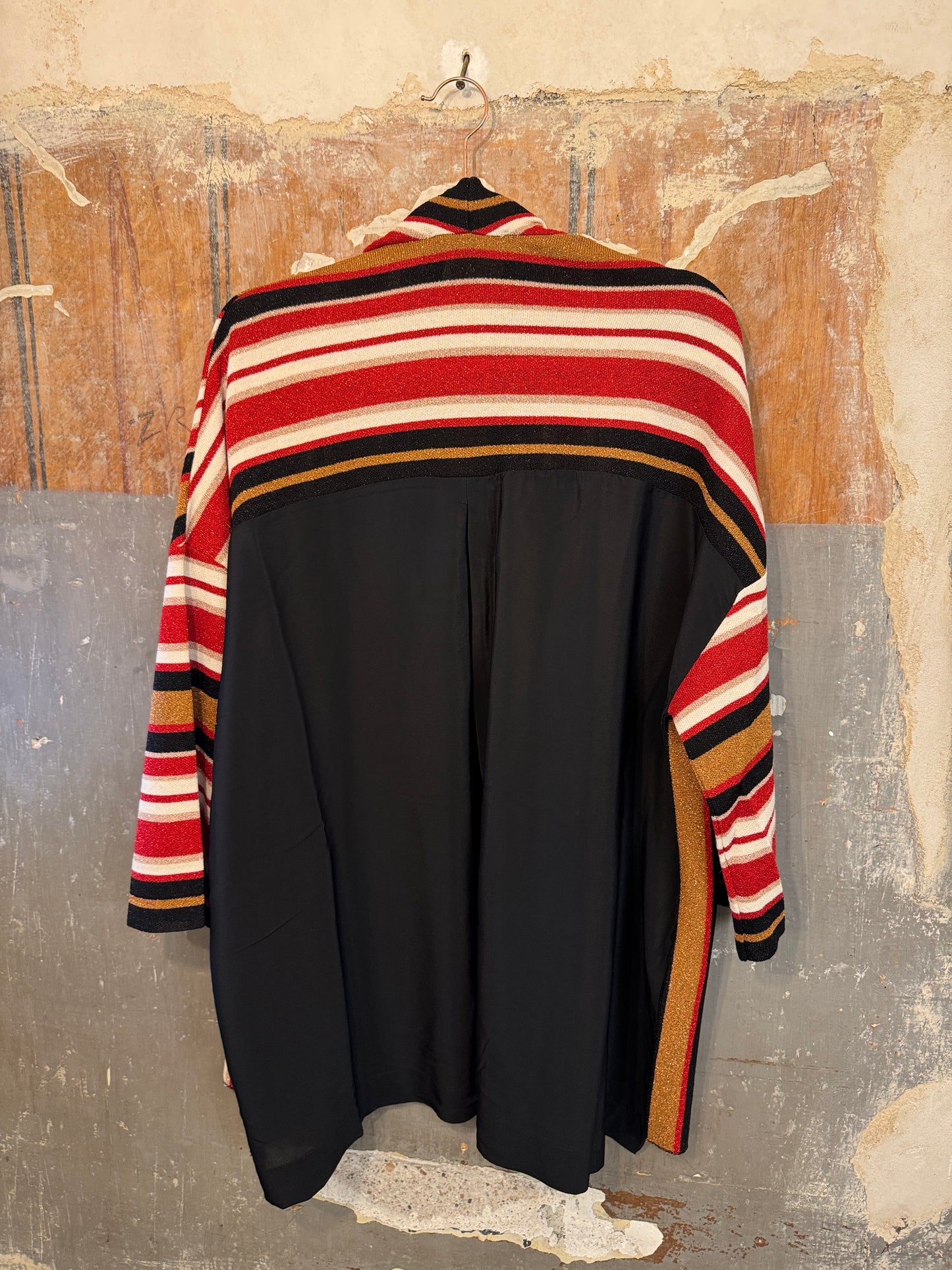NEW COLLECTION - CARDIGAN KAOS RIGHE ROSSO NERO PANNA E BRONZO