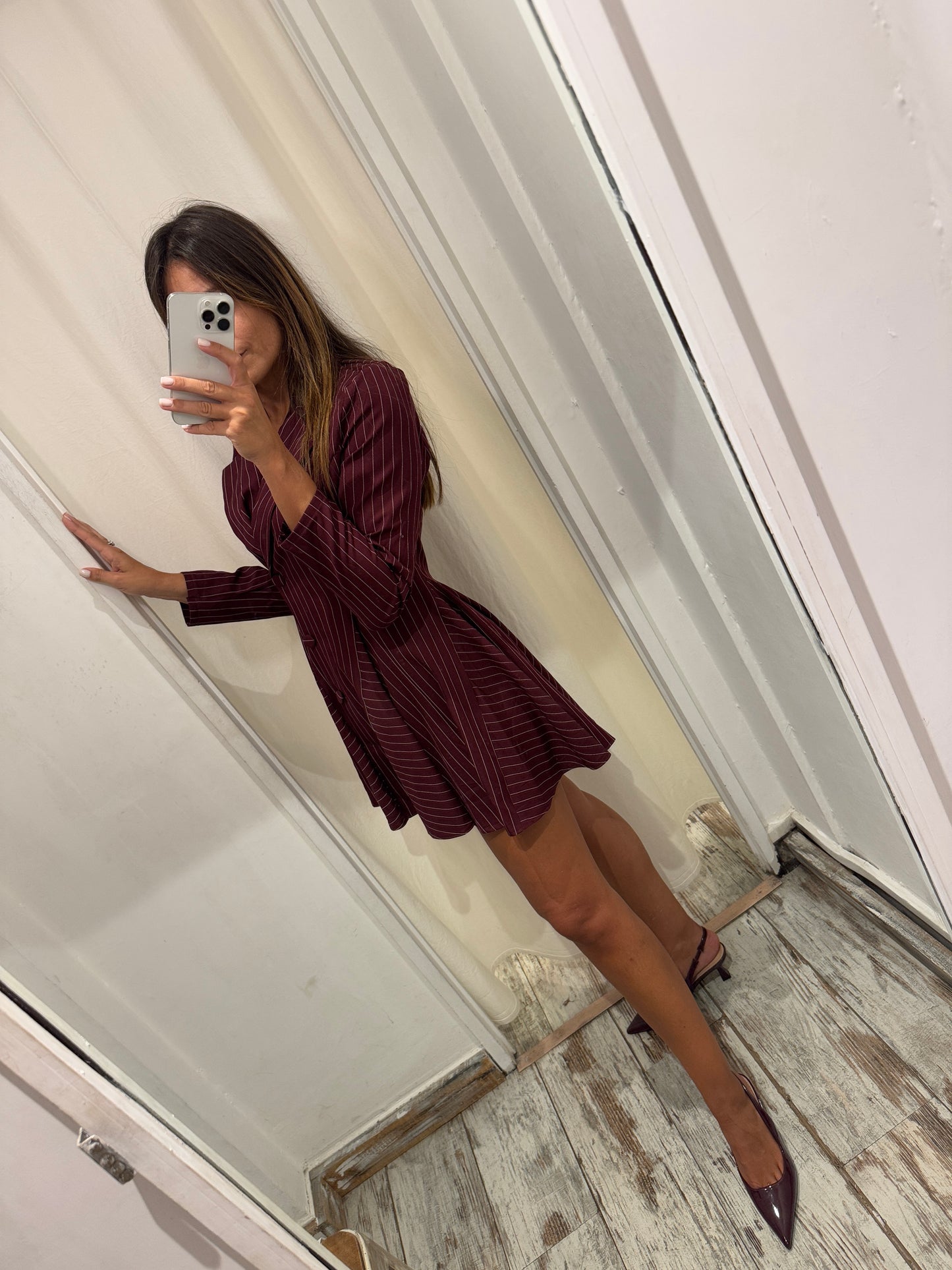 ABITO CORTO CHEMISIER BORDEAUX GESSATO