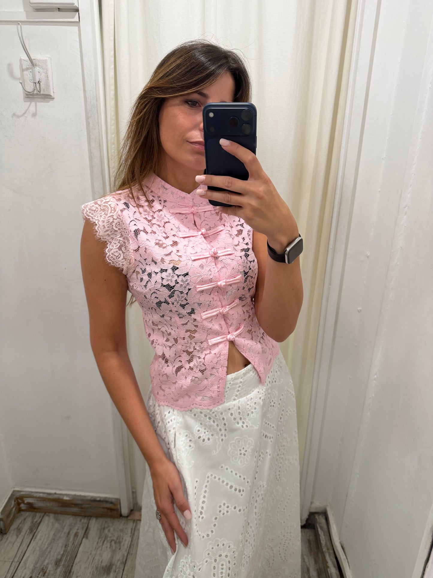 CAMICIA COREANA PIZZO ROSA