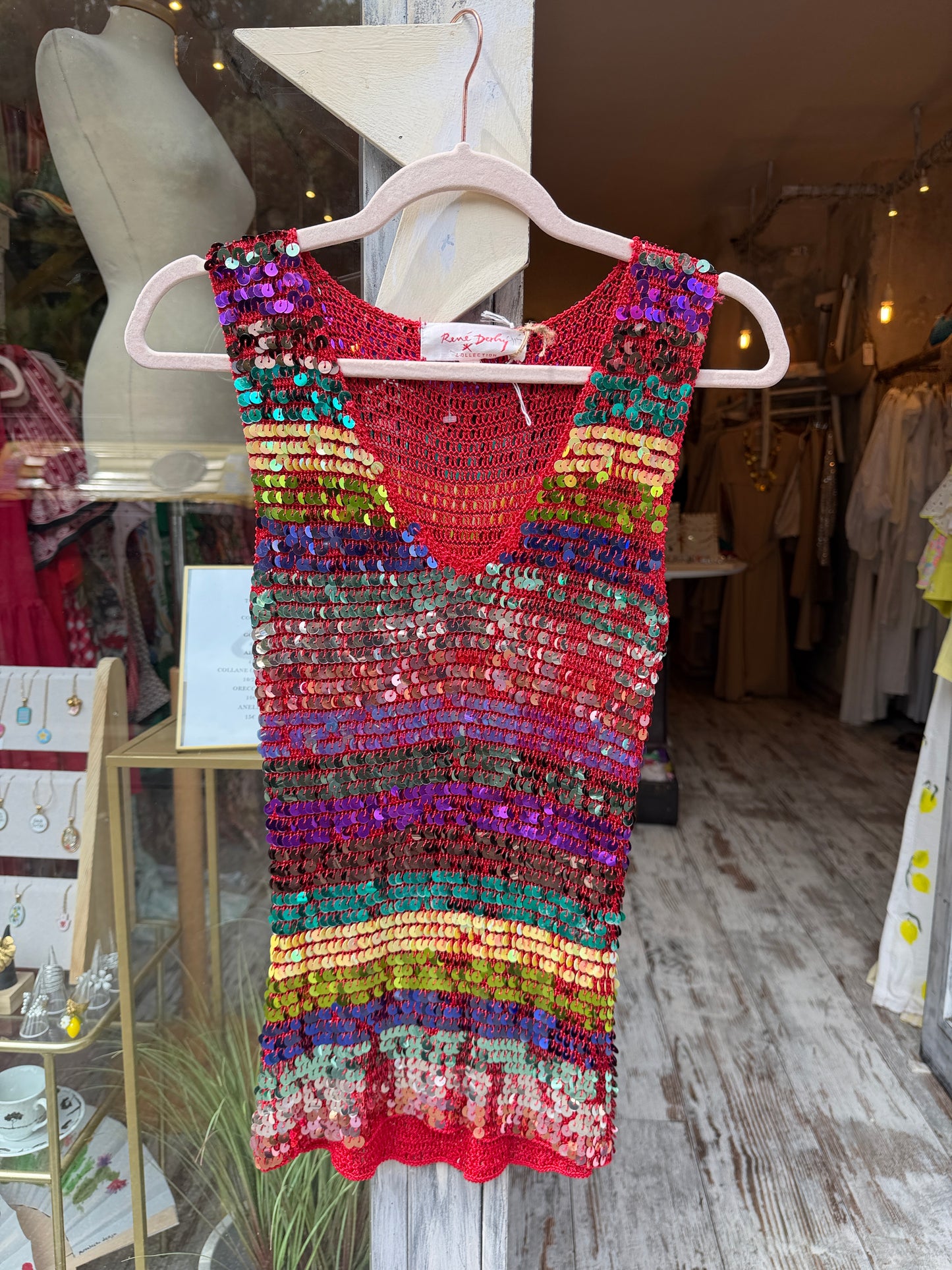 NEW COLLECTION - TOP RENÉ DEHRY PAILLETTES ROSSO